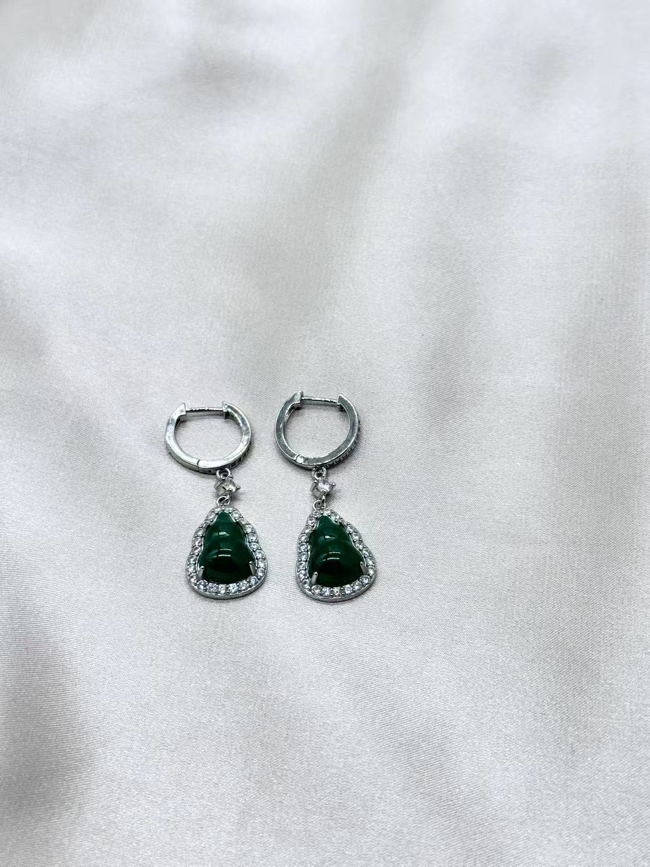 Jade Lucky Pouch Drop Earrings