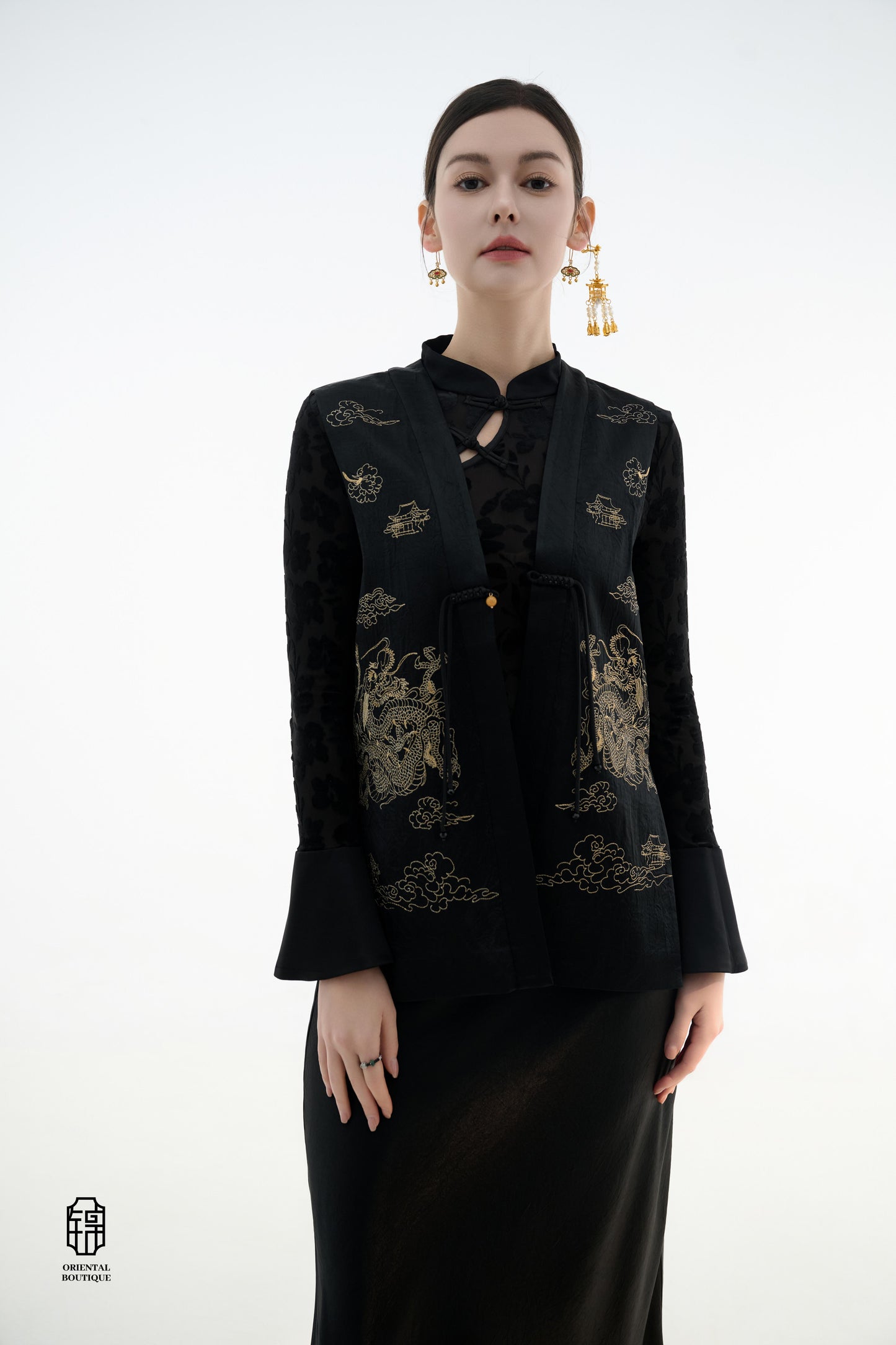 Jade and Crimson Glow Earrings - ORIENTAL BOUTIQUE