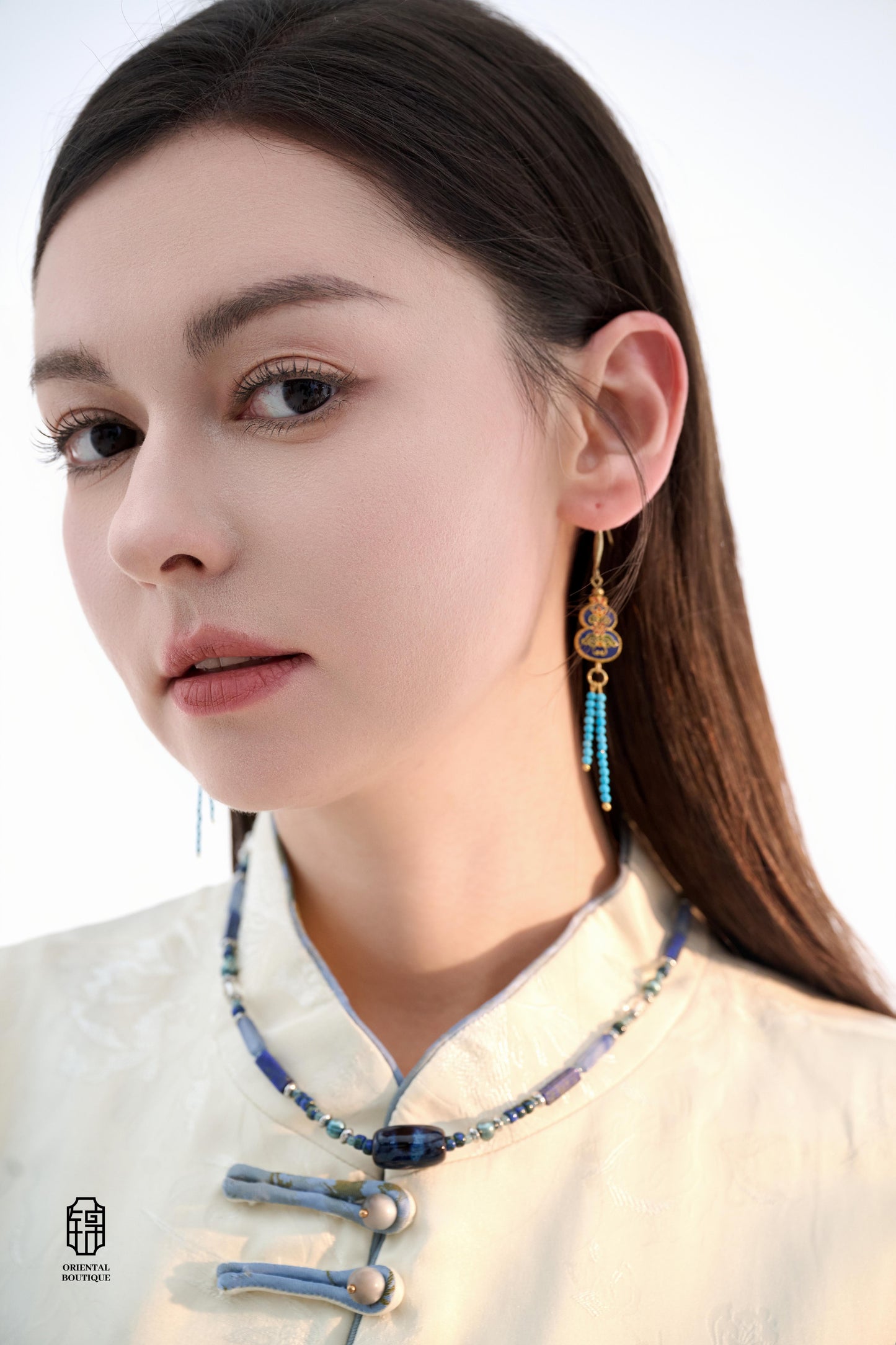 Ornate Azure Harmony Earrings - ORIENTAL BOUTIQUE