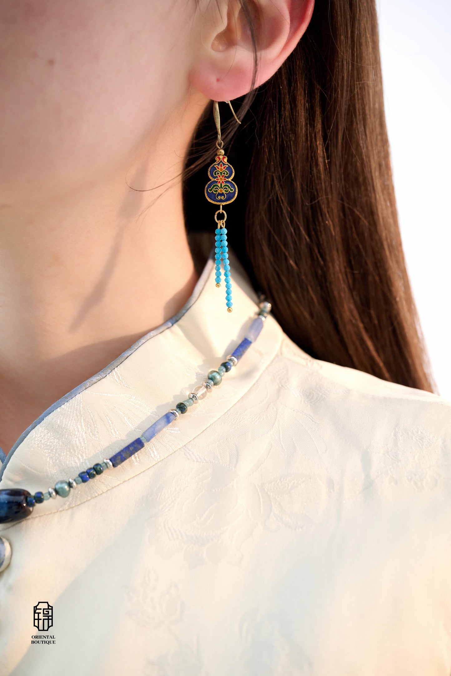 Ornate Azure Harmony Earrings - ORIENTAL BOUTIQUE