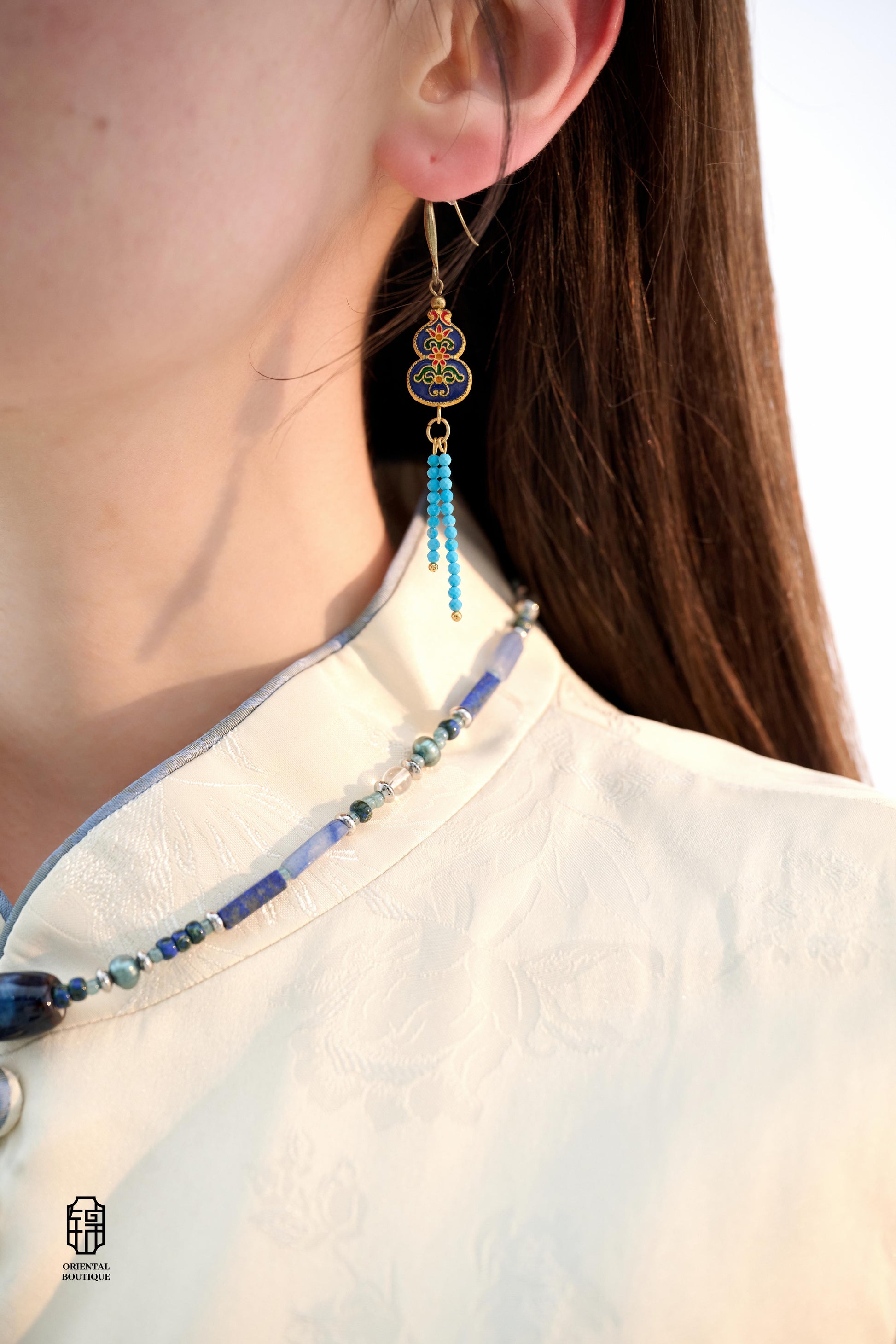 Ornate Azure Harmony Earrings - ORIENTAL BOUTIQUE