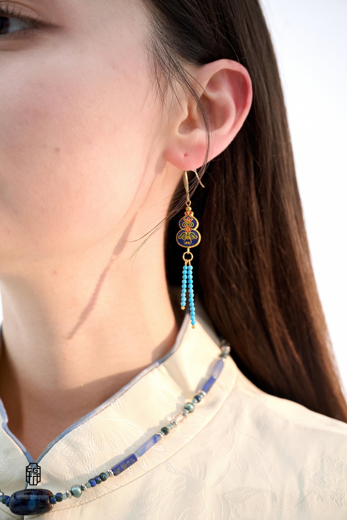 Ornate Azure Harmony Earrings - ORIENTAL BOUTIQUE