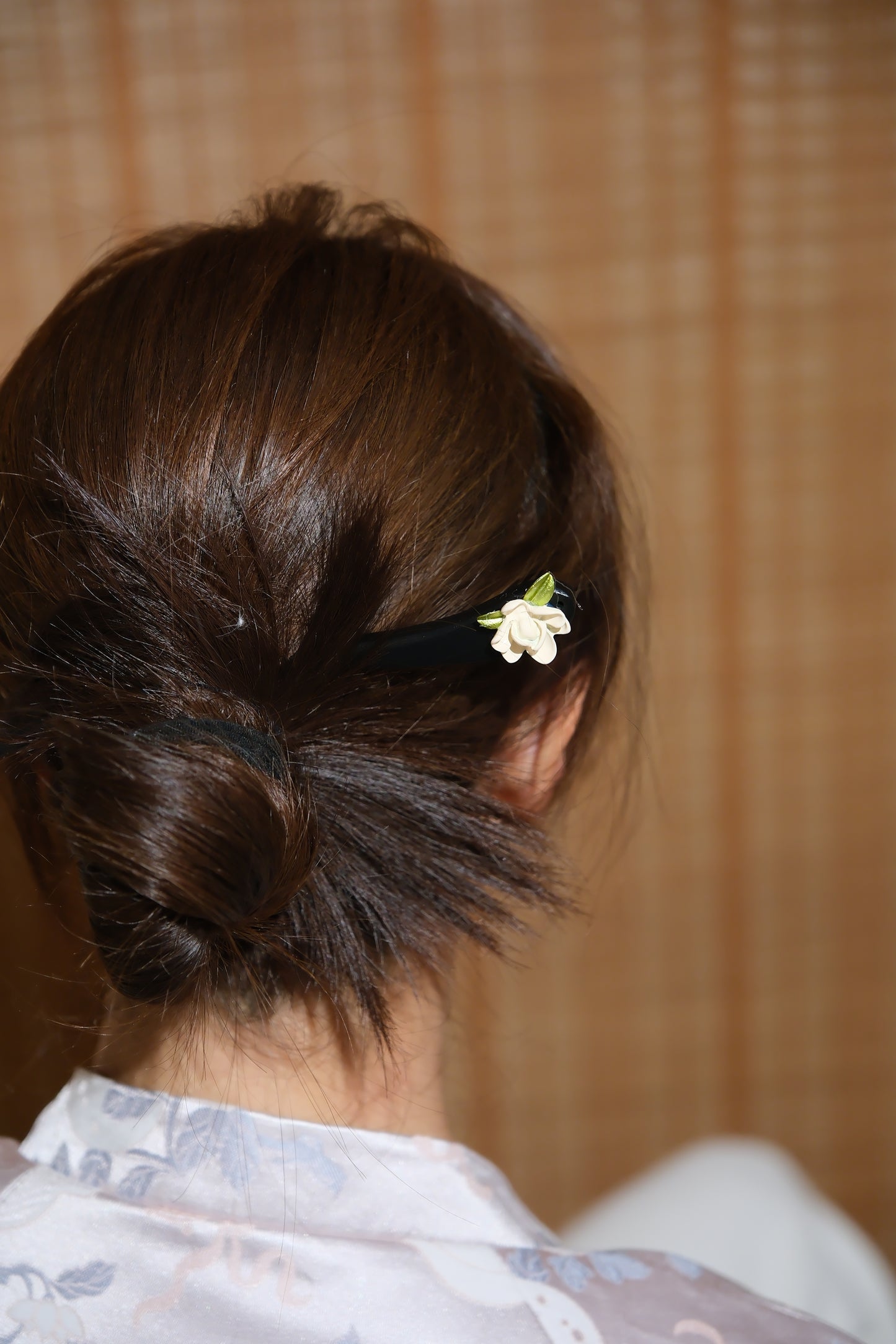 Vintage Wooden Tray & Ivory Floral Hairpin Set