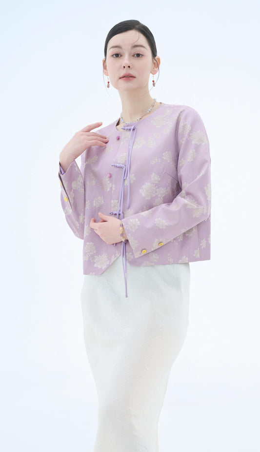 Chinese Silk Jacket - Lavender Blossom Traditional Style