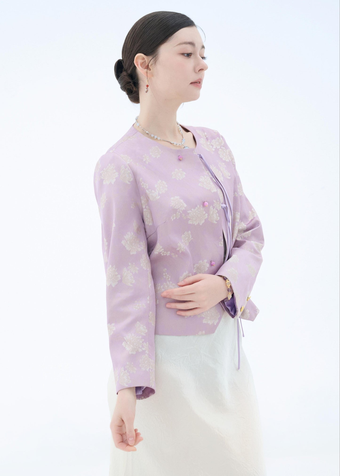 Chinese Silk Jacket - Lavender Blossom Traditional Style