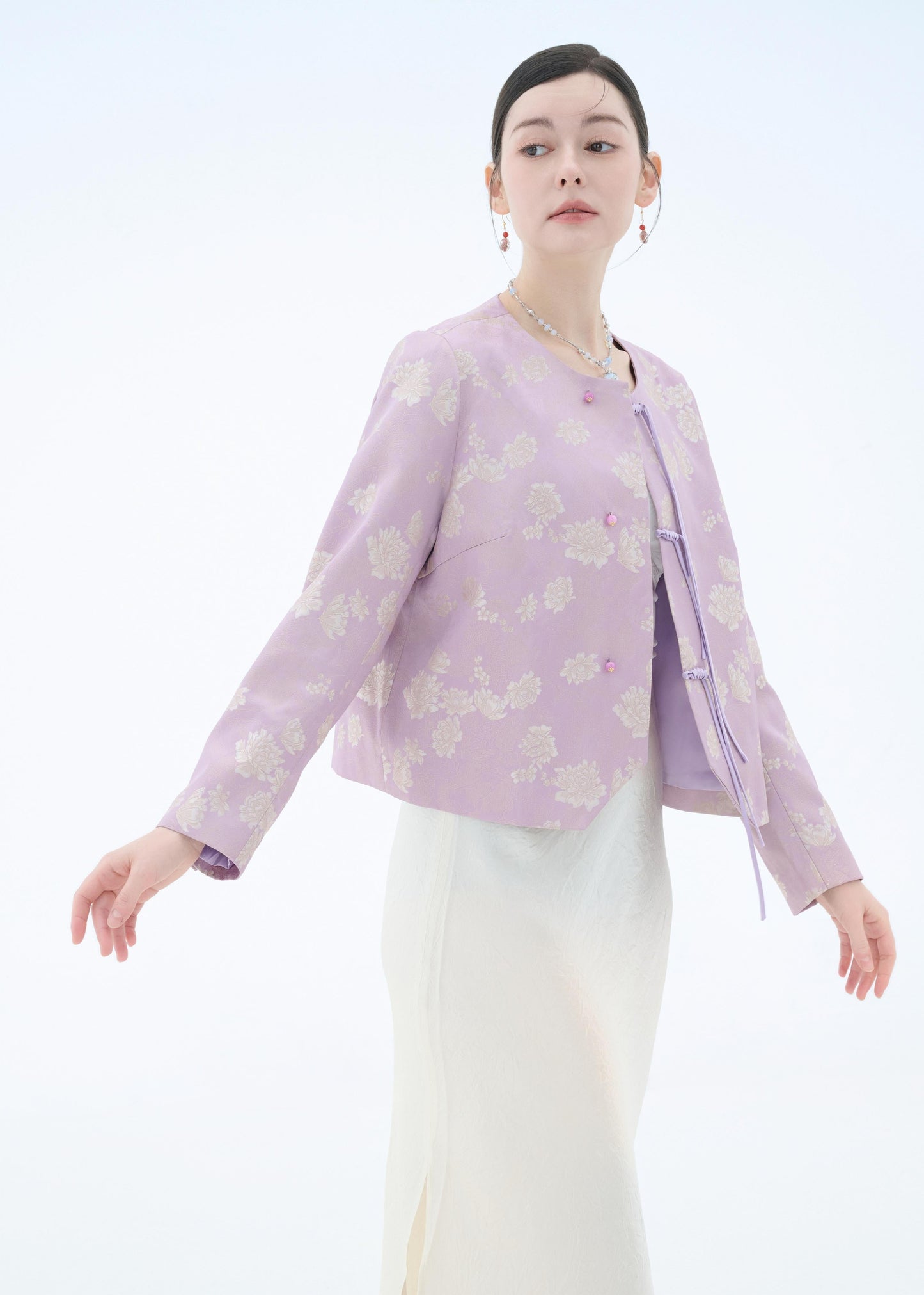 Chinese Silk Jacket - Lavender Blossom Traditional Style