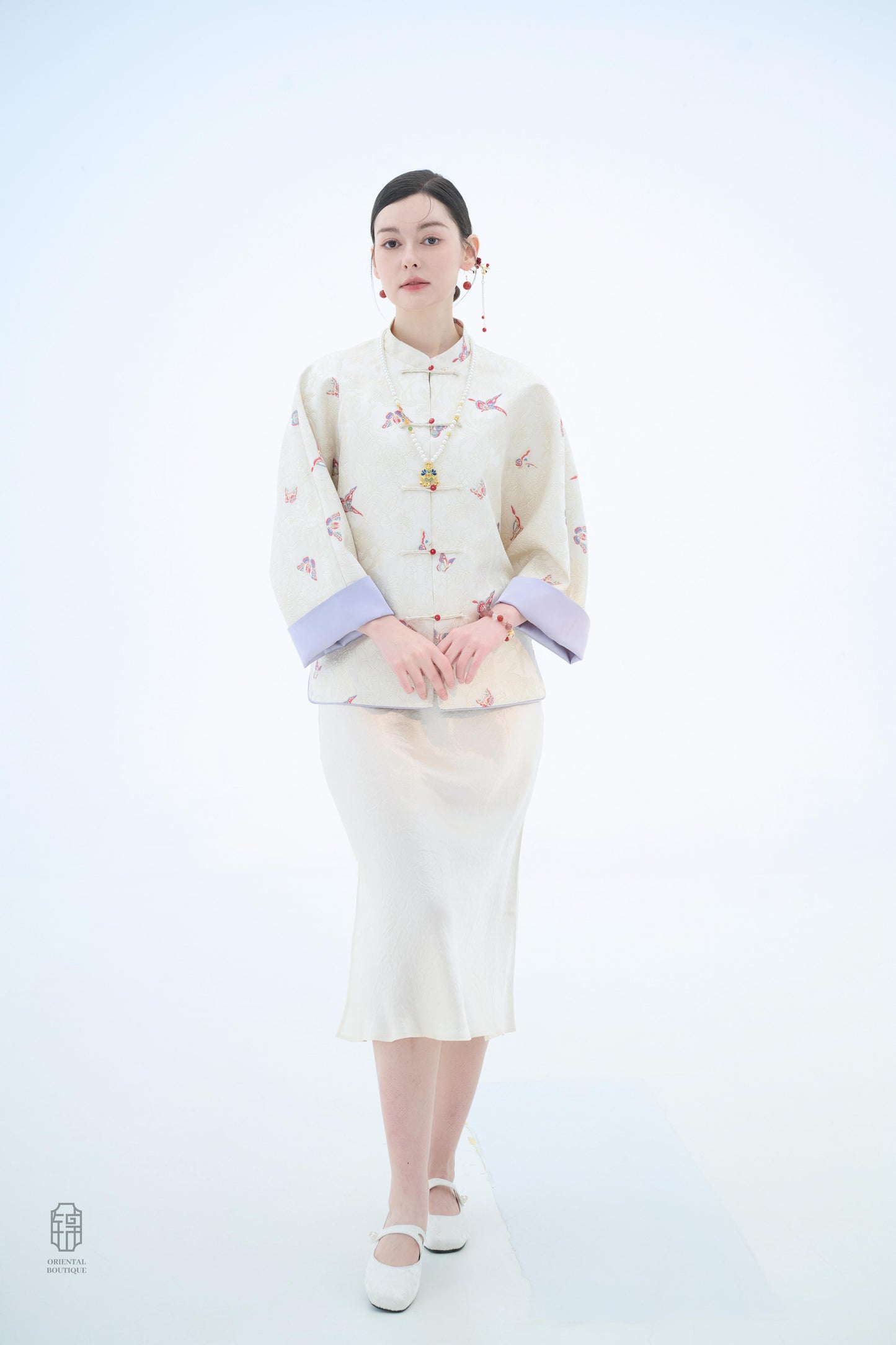 Chinese Brocade Jacket - Wings of Serenity Traditional Style