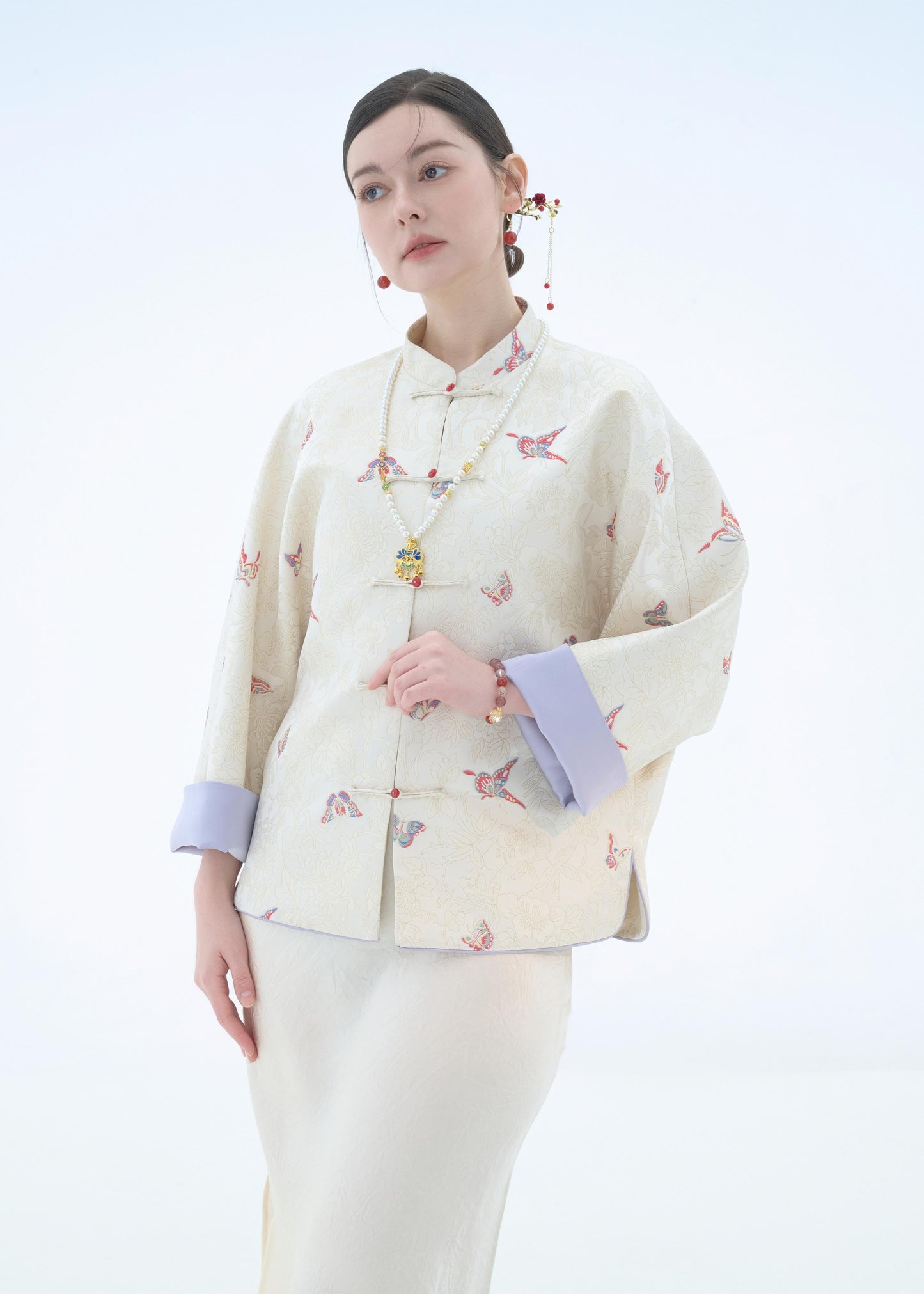 Chinese Brocade Jacket - Wings of Serenity Traditional Style