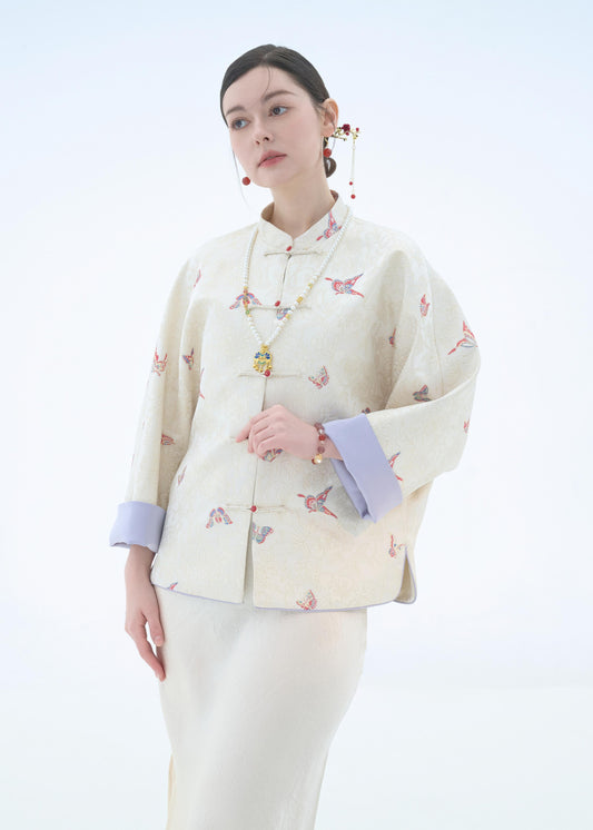 Chinese Brocade Jacket - Wings of Serenity Traditional Style