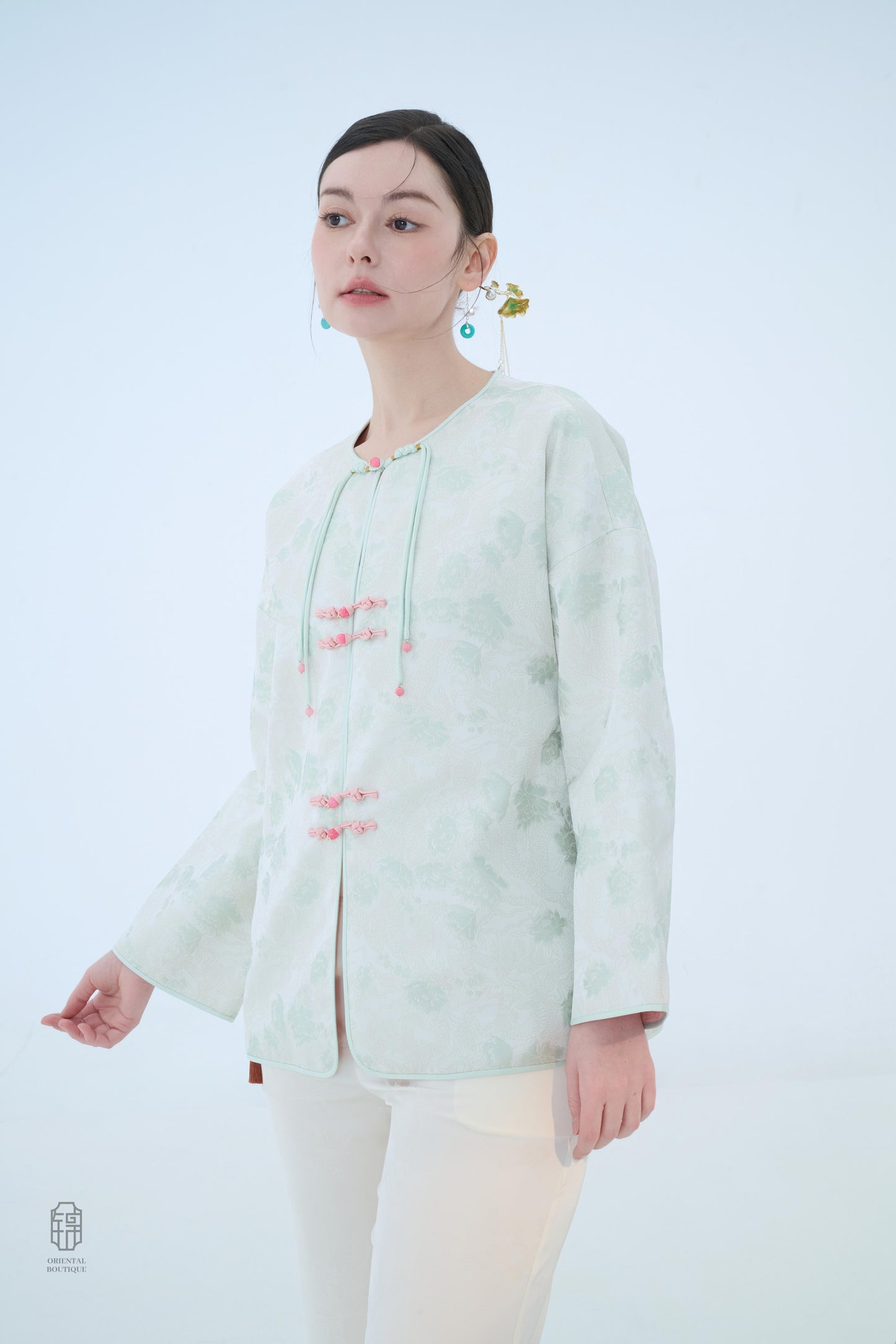 Chinese Kimono Jacket - Moonlit Blossom Traditional Style