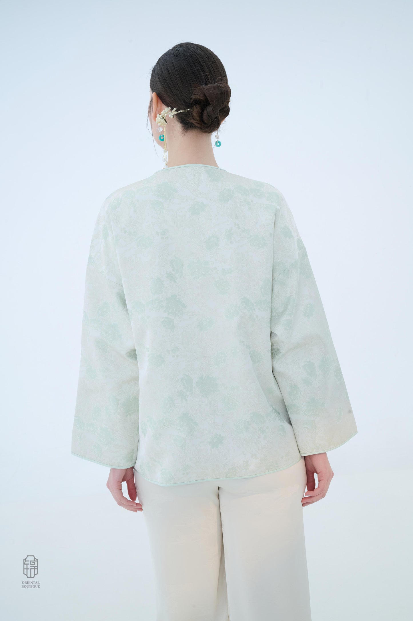 Chinese Kimono Jacket - Moonlit Blossom Traditional Style