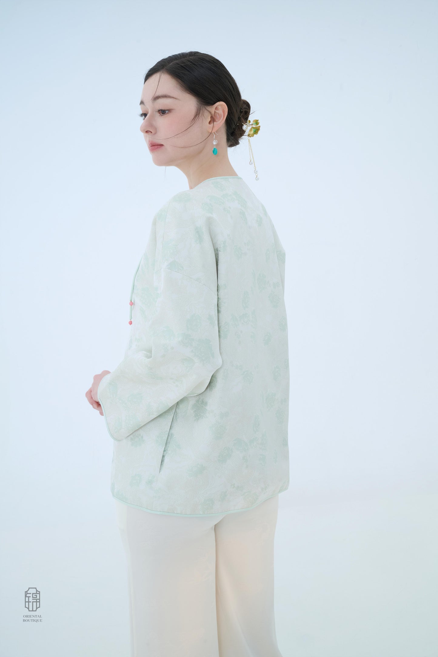 Chinese Kimono Jacket - Moonlit Blossom Traditional Style