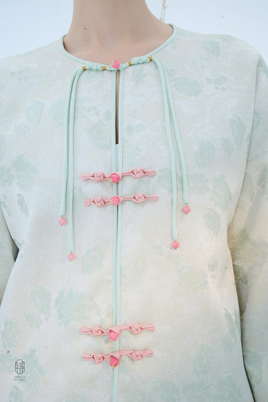 Chinese Kimono Jacket - Moonlit Blossom Traditional Style