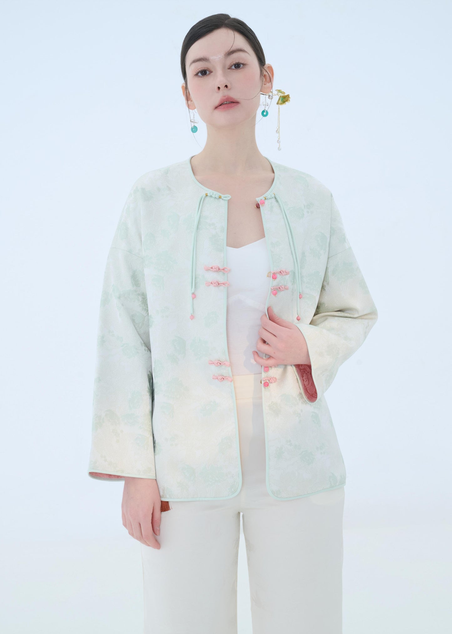 Chinese Kimono Jacket - Moonlit Blossom Traditional Style