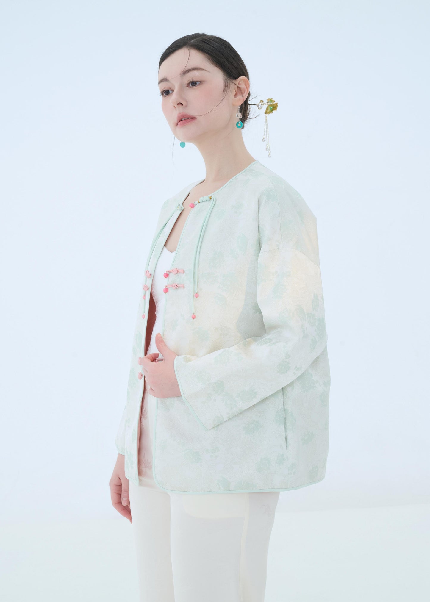 Chinese Kimono Jacket - Moonlit Blossom Traditional Style