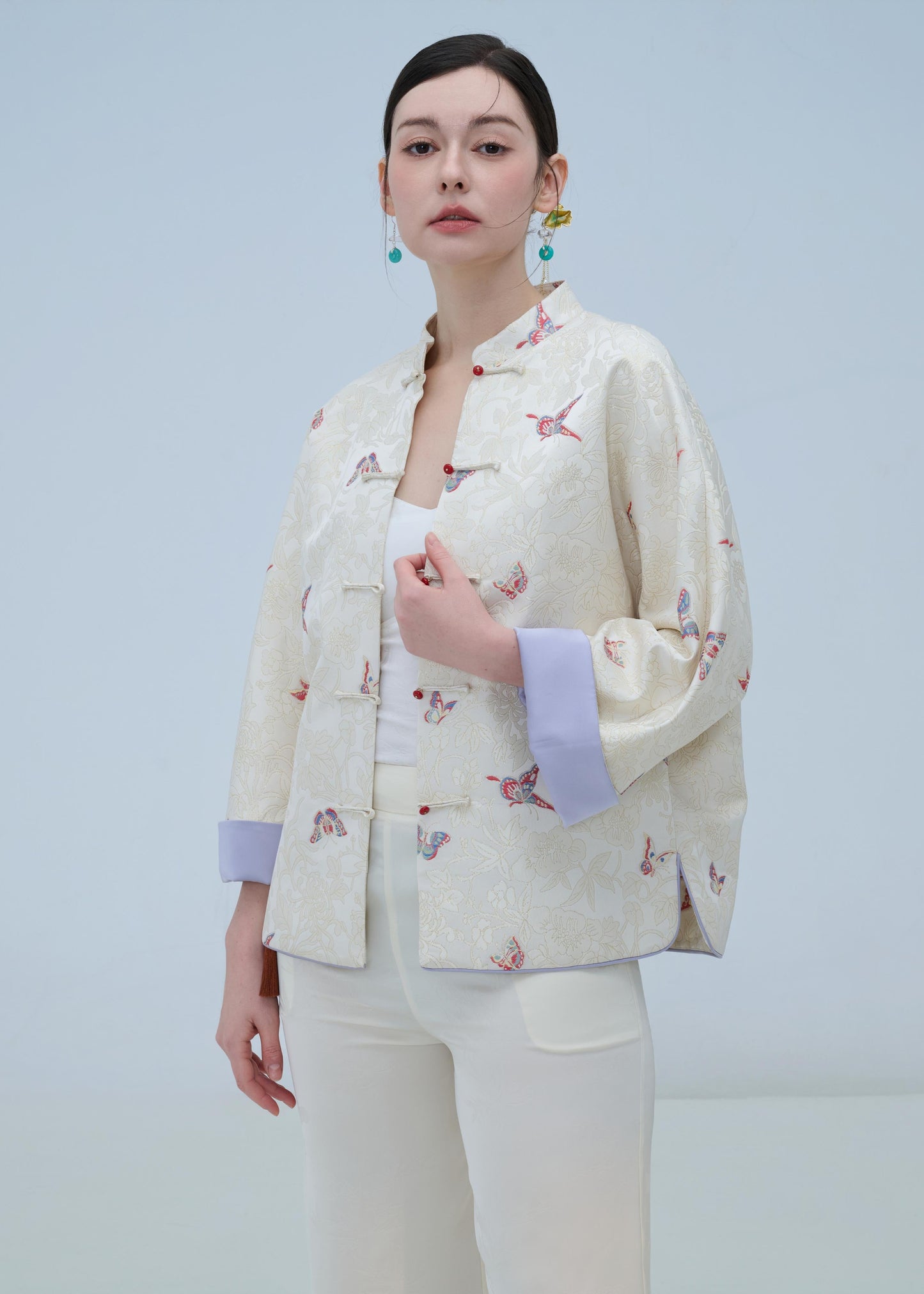 Chinese Brocade Jacket - Wings of Serenity Traditional Style