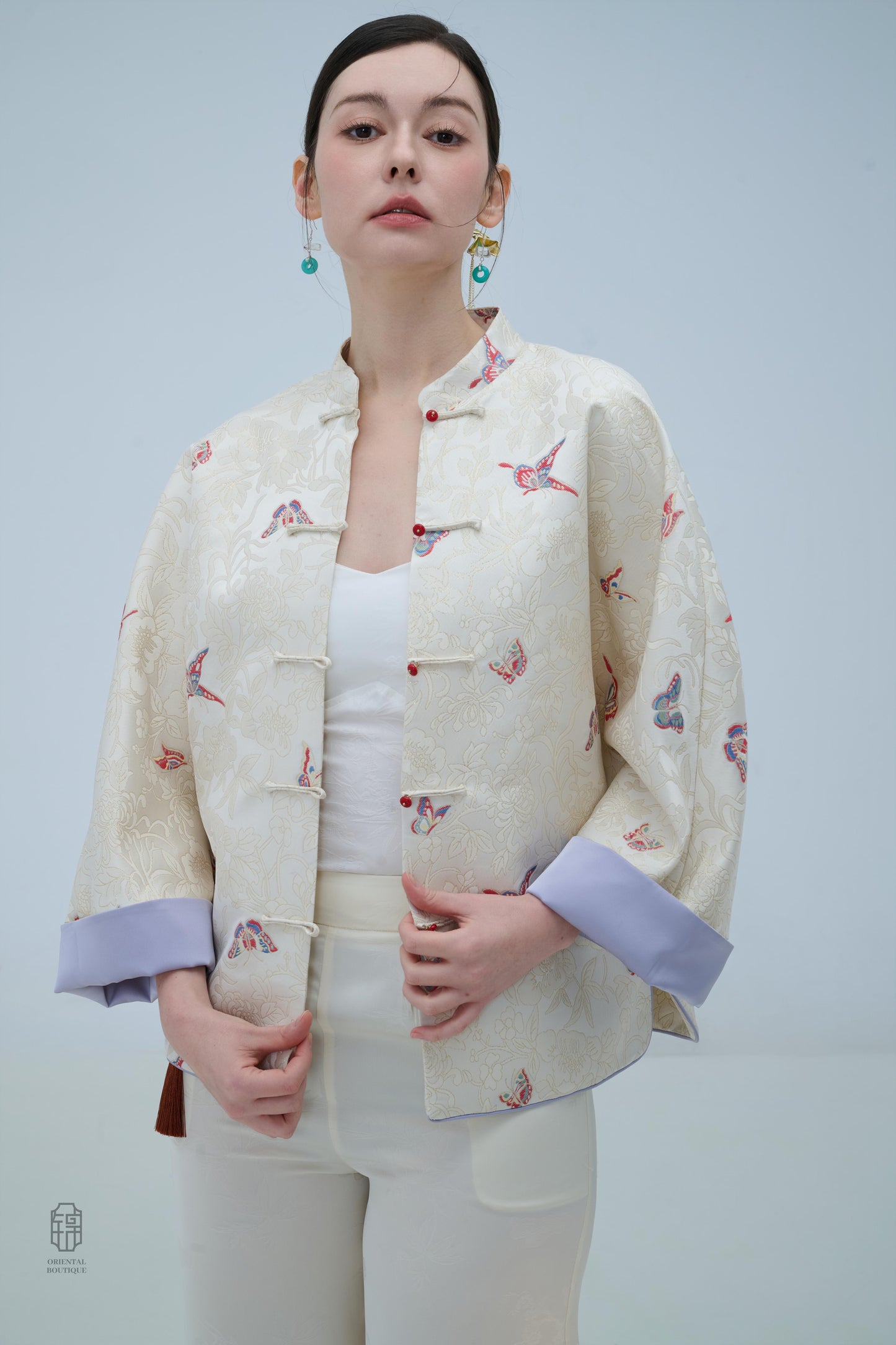 Chinese Brocade Jacket - Wings of Serenity Traditional Style