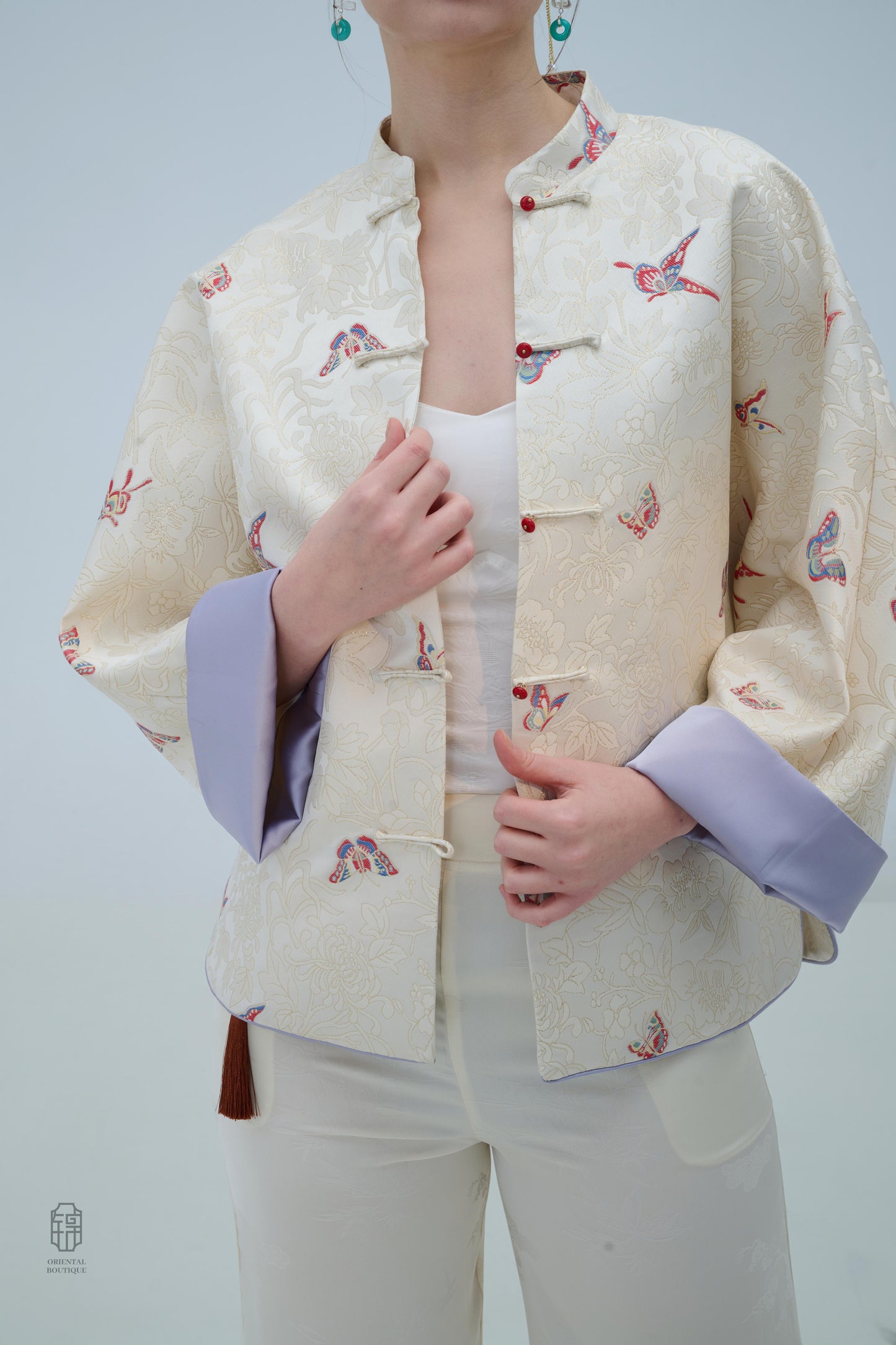 Chinese Brocade Jacket - Wings of Serenity Traditional Style