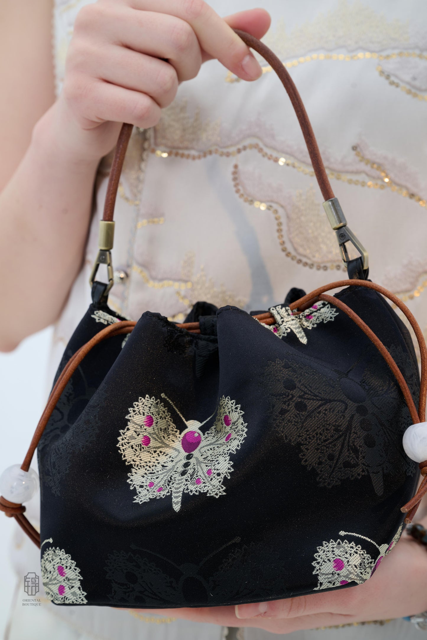 Midnight Flutter Embroidered Pouch
