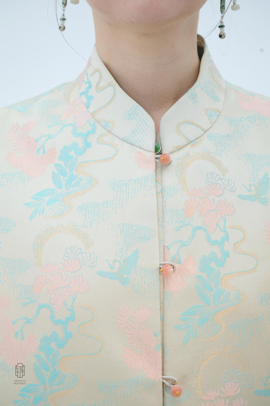 Chinese Brocade Vest - Pastel Dream Elegant Style