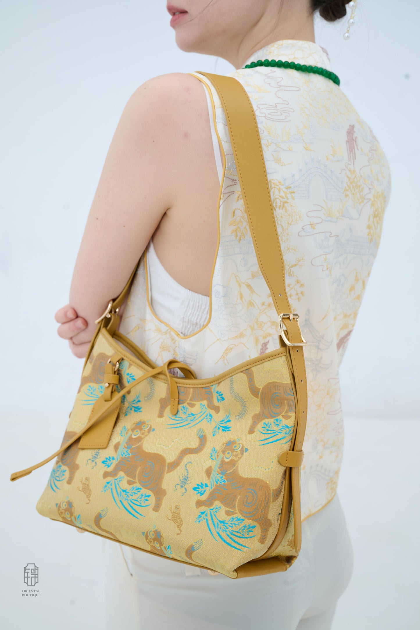 Golden Guardian Tapestry Shoulder Bag