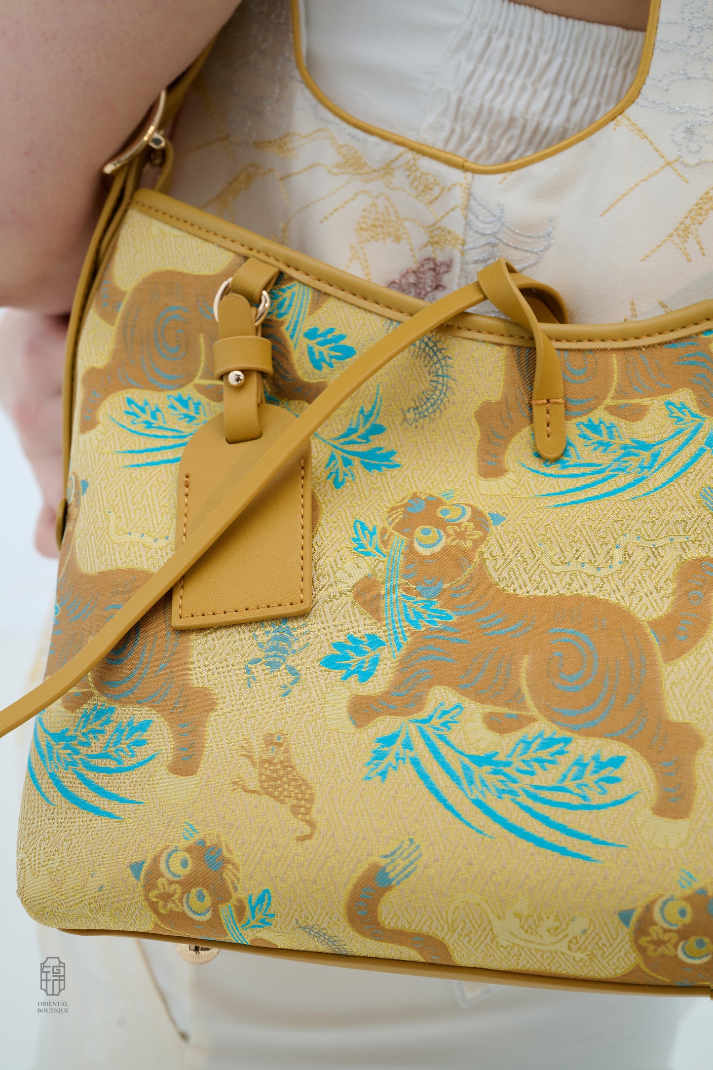 Golden Guardian Tapestry Shoulder Bag