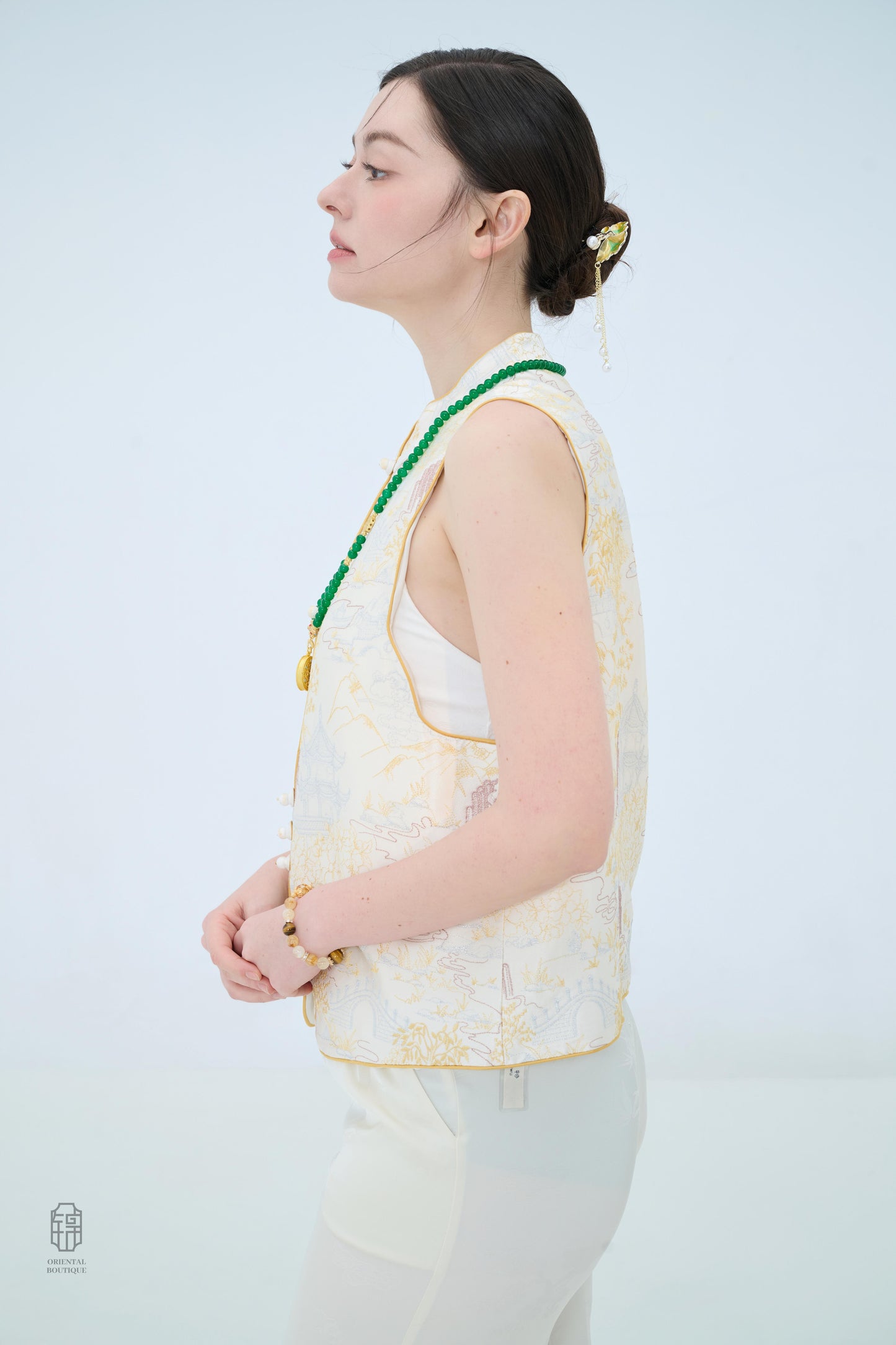 Chinese Brocade Vest - Golden Horizon Traditional Style
