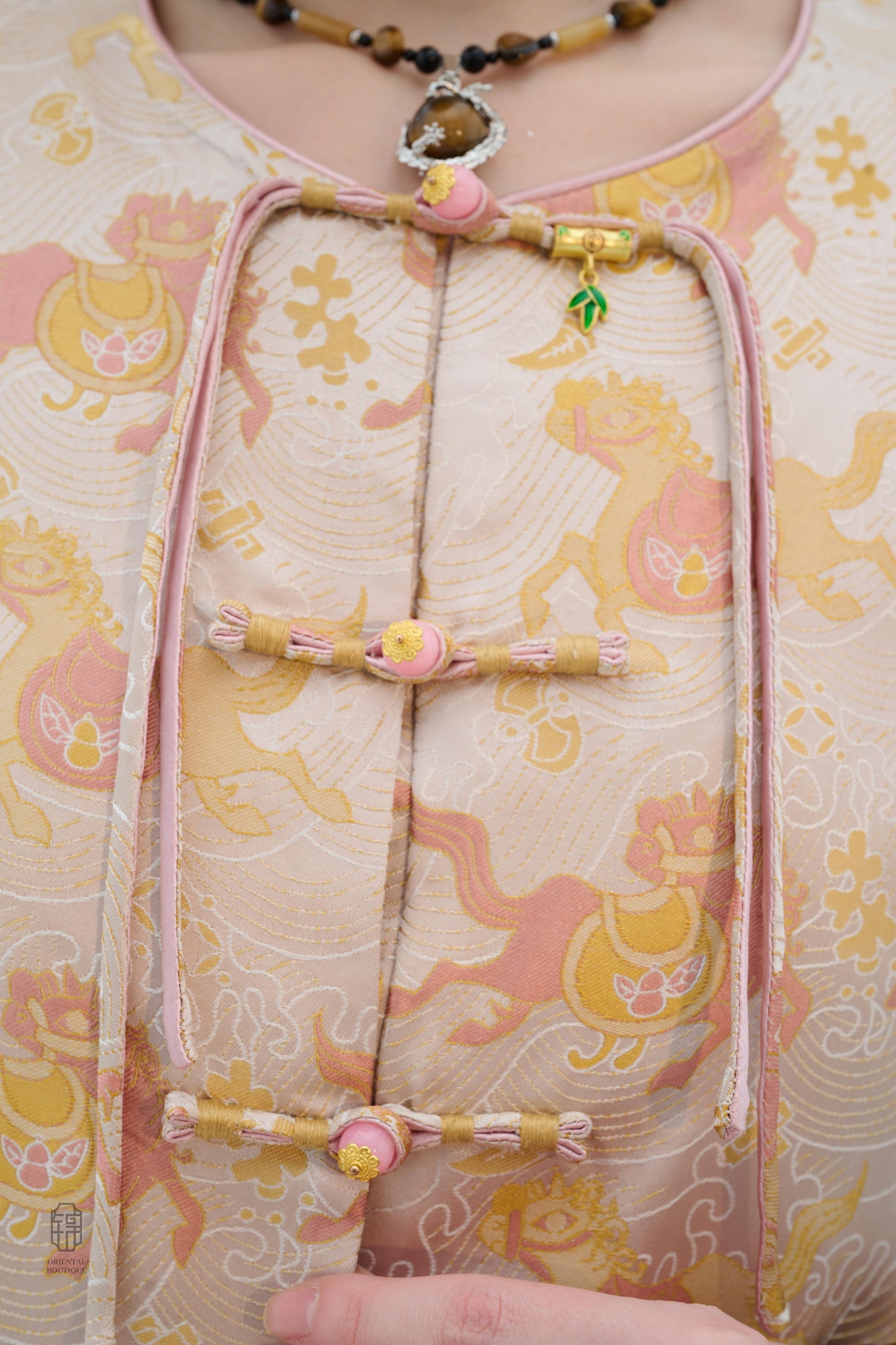 Chinese Brocade Jacket - Golden Harmony Traditional Style