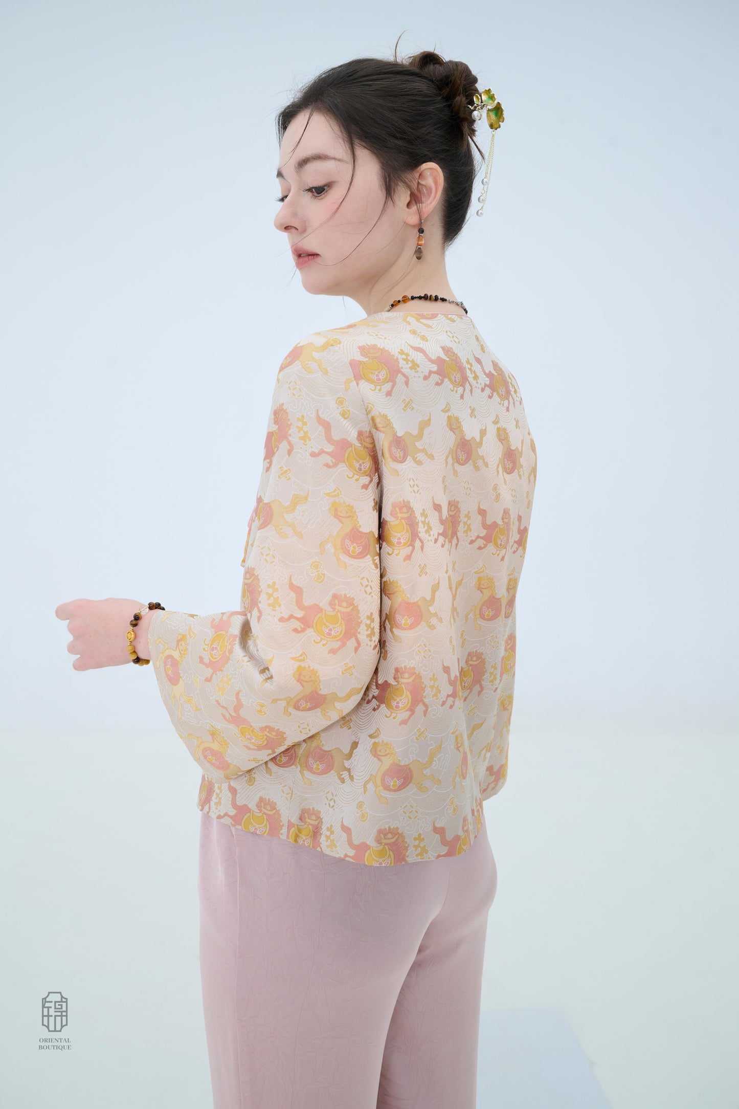 Chinese Brocade Jacket - Golden Harmony Traditional Style