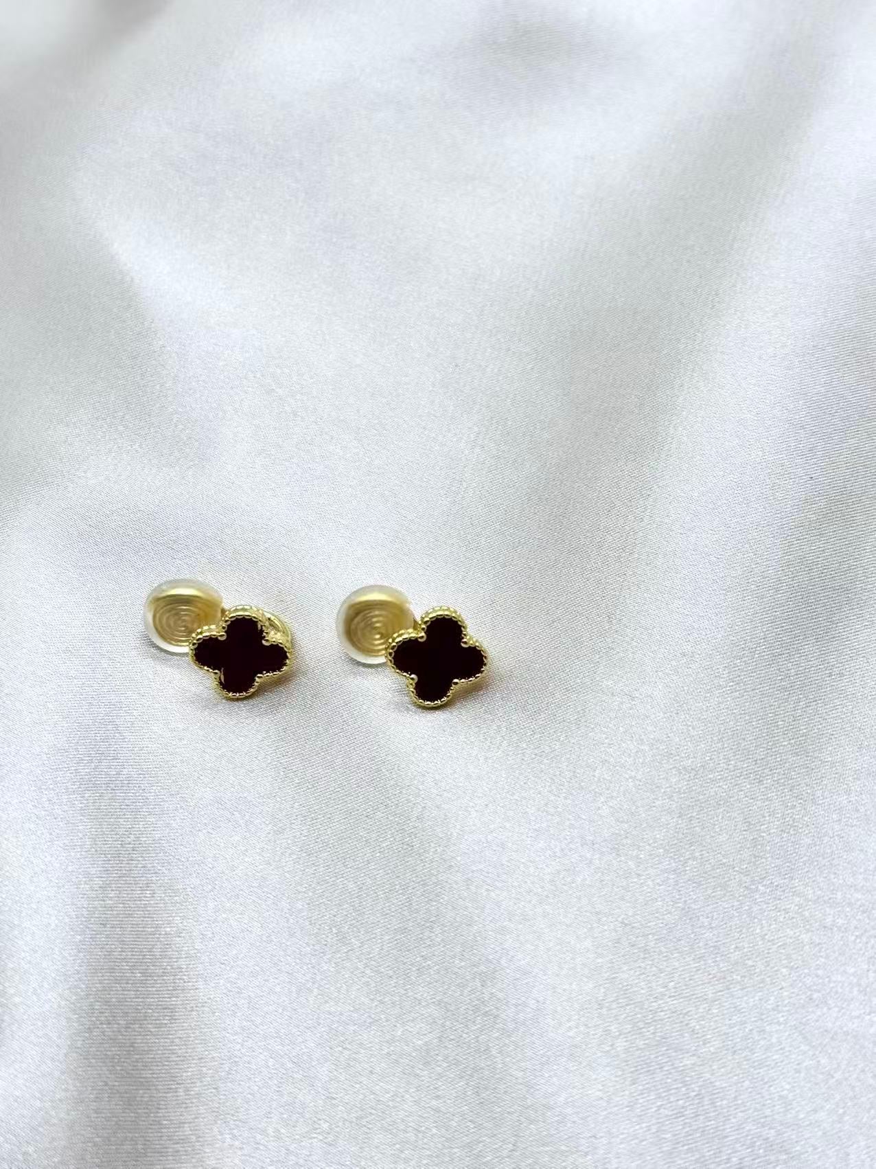 Red Clover Gold Stud Earrings