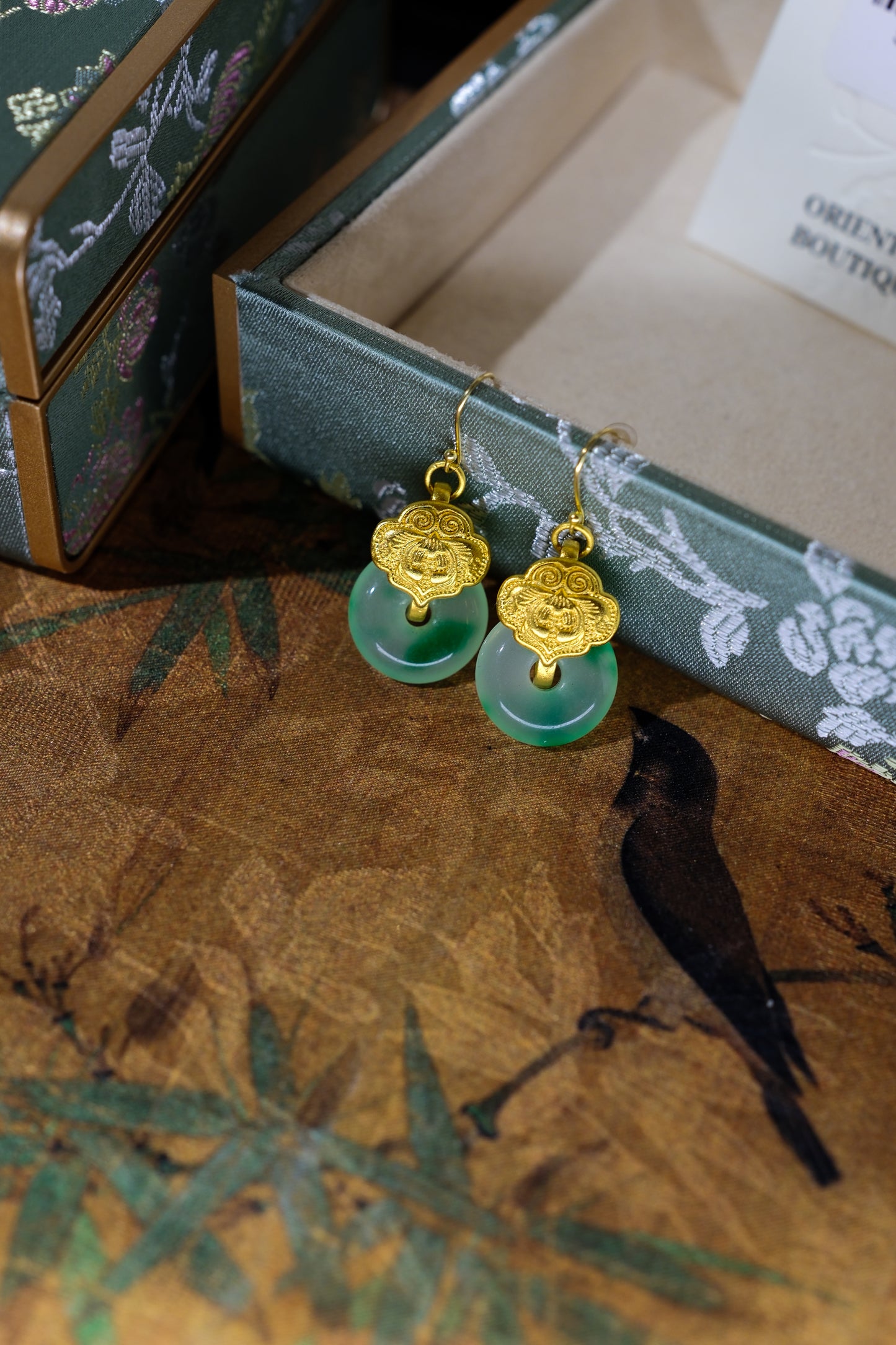 Golden Cloud Jade Earrings