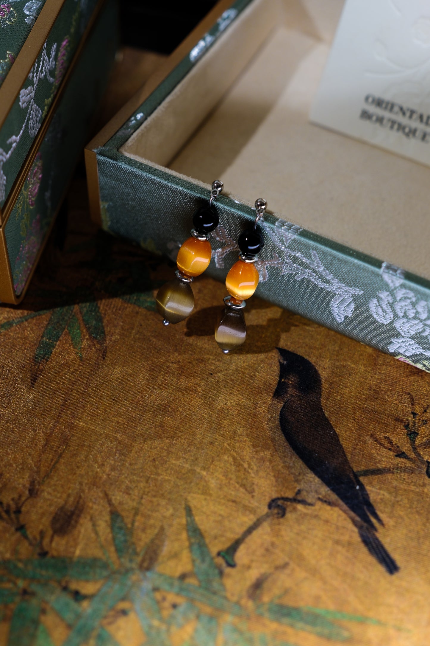 Desert Flame Cat’s Eye Earrings
