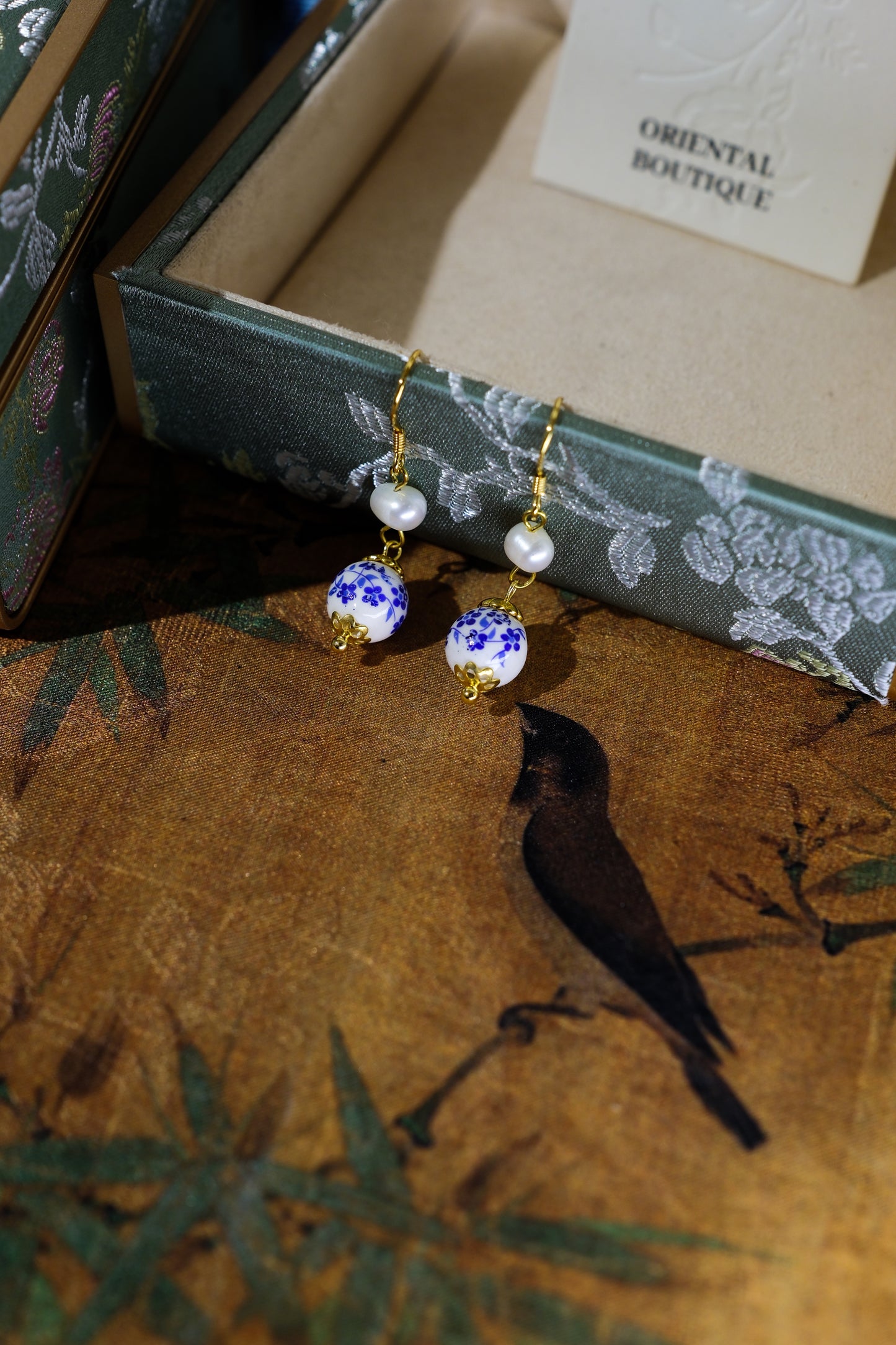 Blue Porcelain Charm Earrings