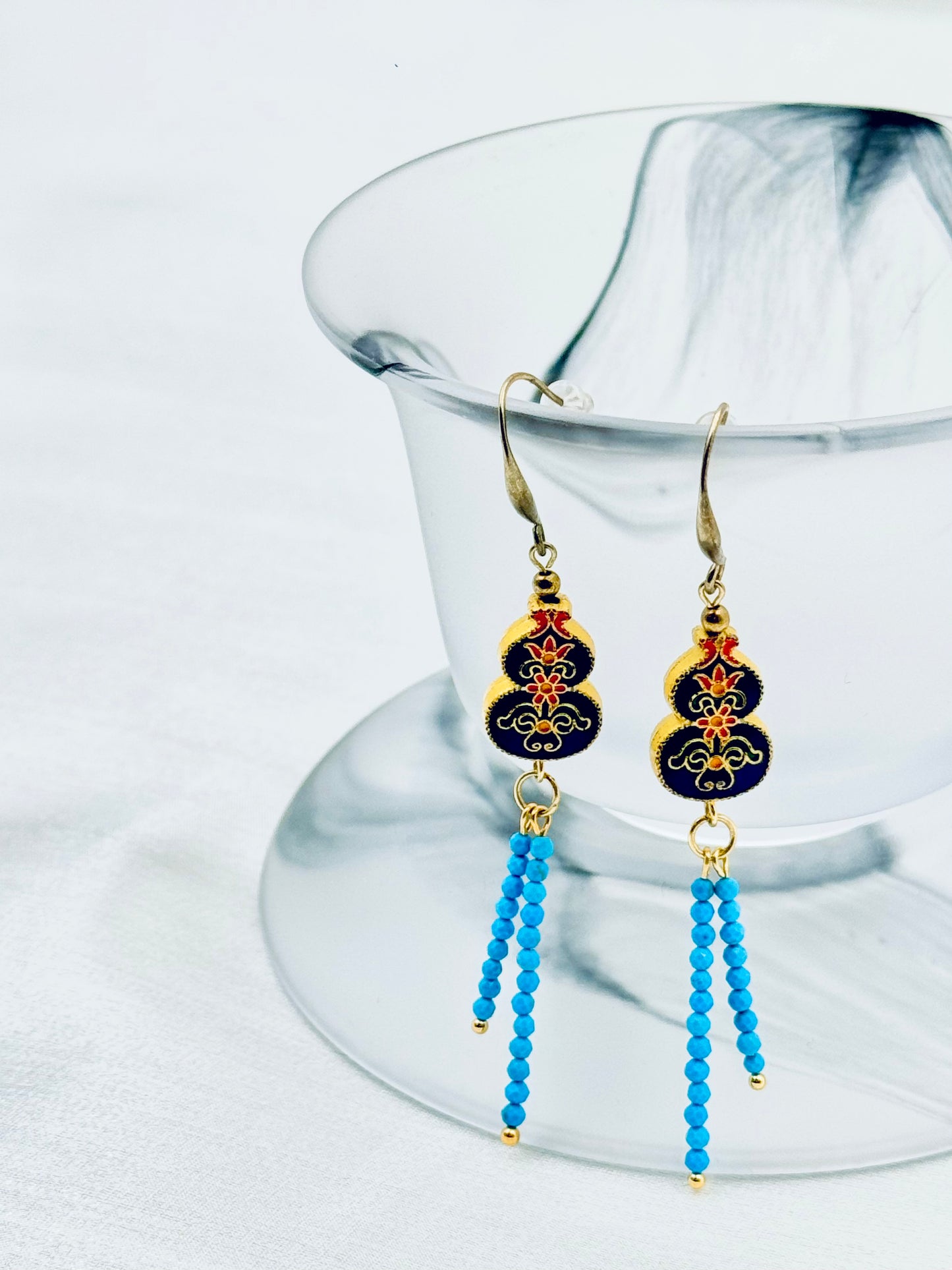 Ornate Azure Harmony Earrings - ORIENTAL BOUTIQUE