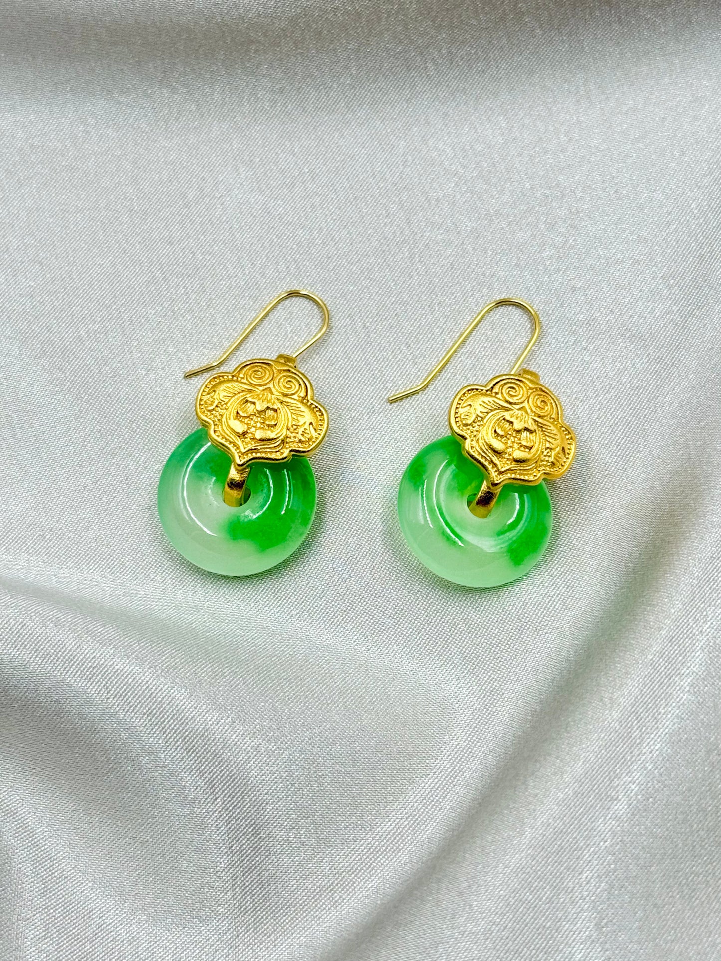Golden Cloud Jade Earrings - ORIENTAL BOUTIQUE