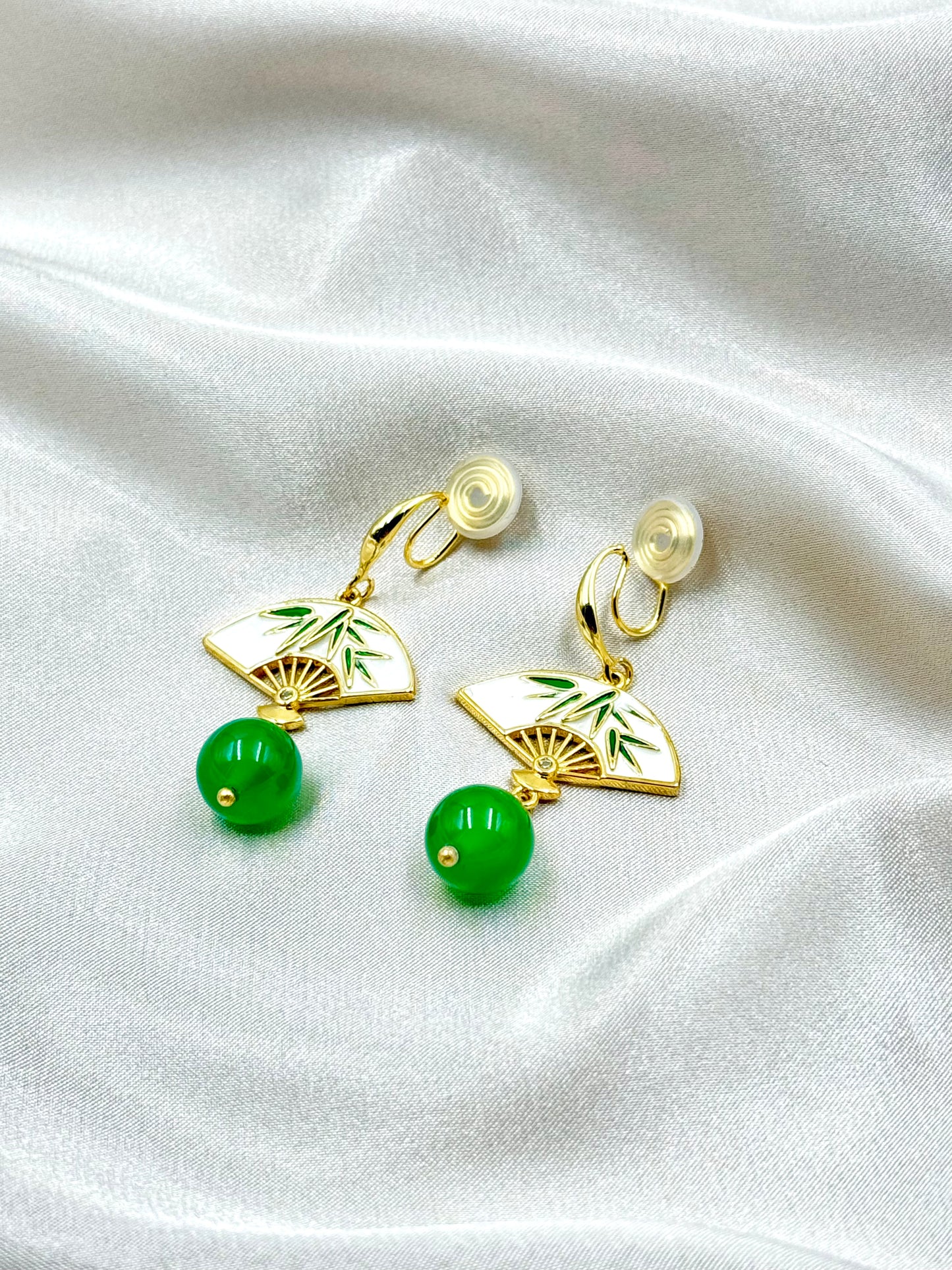 Bamboo Fan Charm Earrings - ORIENTAL BOUTIQUE