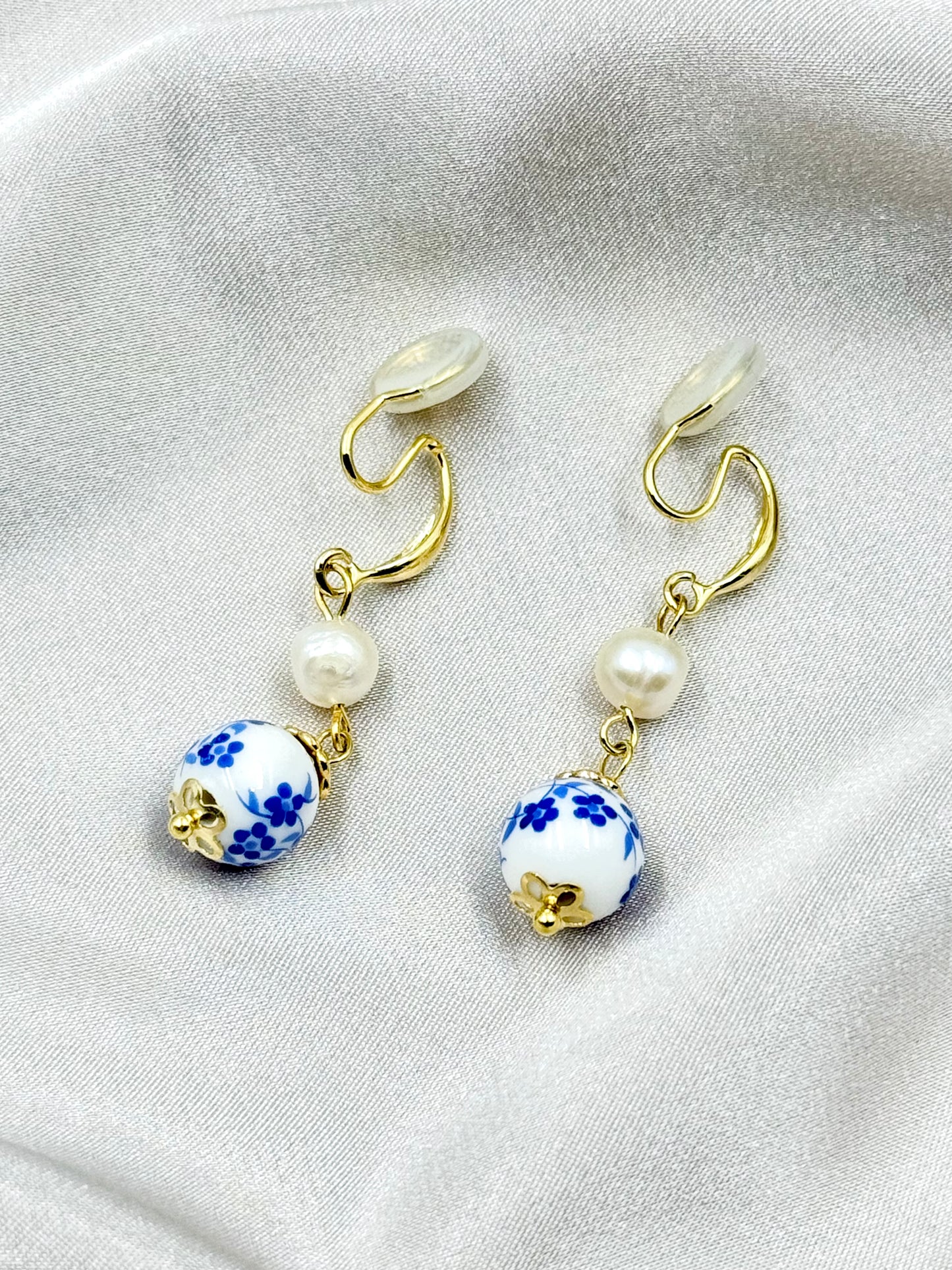 Blue Porcelain Charm Earrings - ORIENTAL BOUTIQUE
