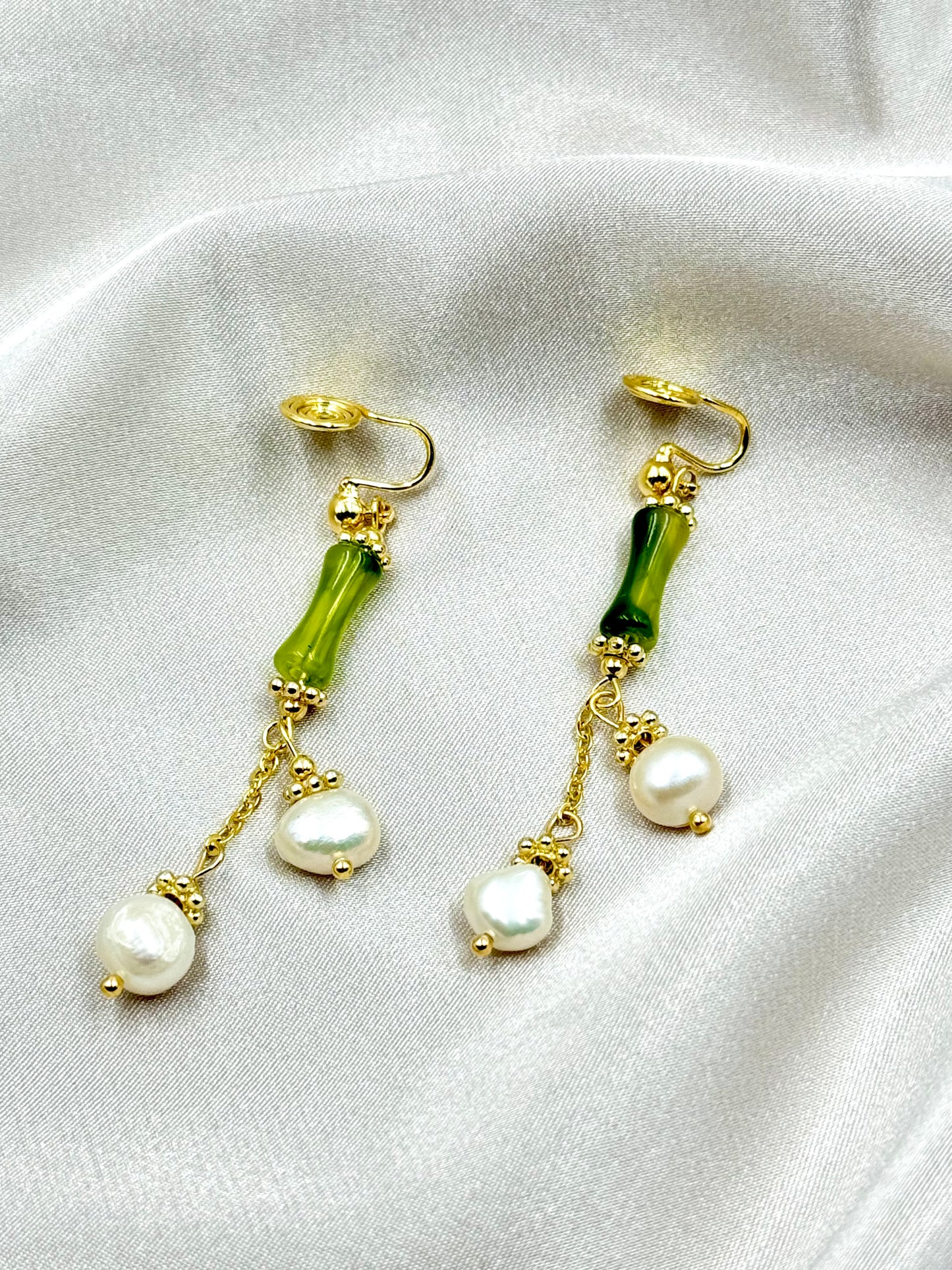 Bamboo Pearl Grace Earrings - ORIENTAL BOUTIQUE
