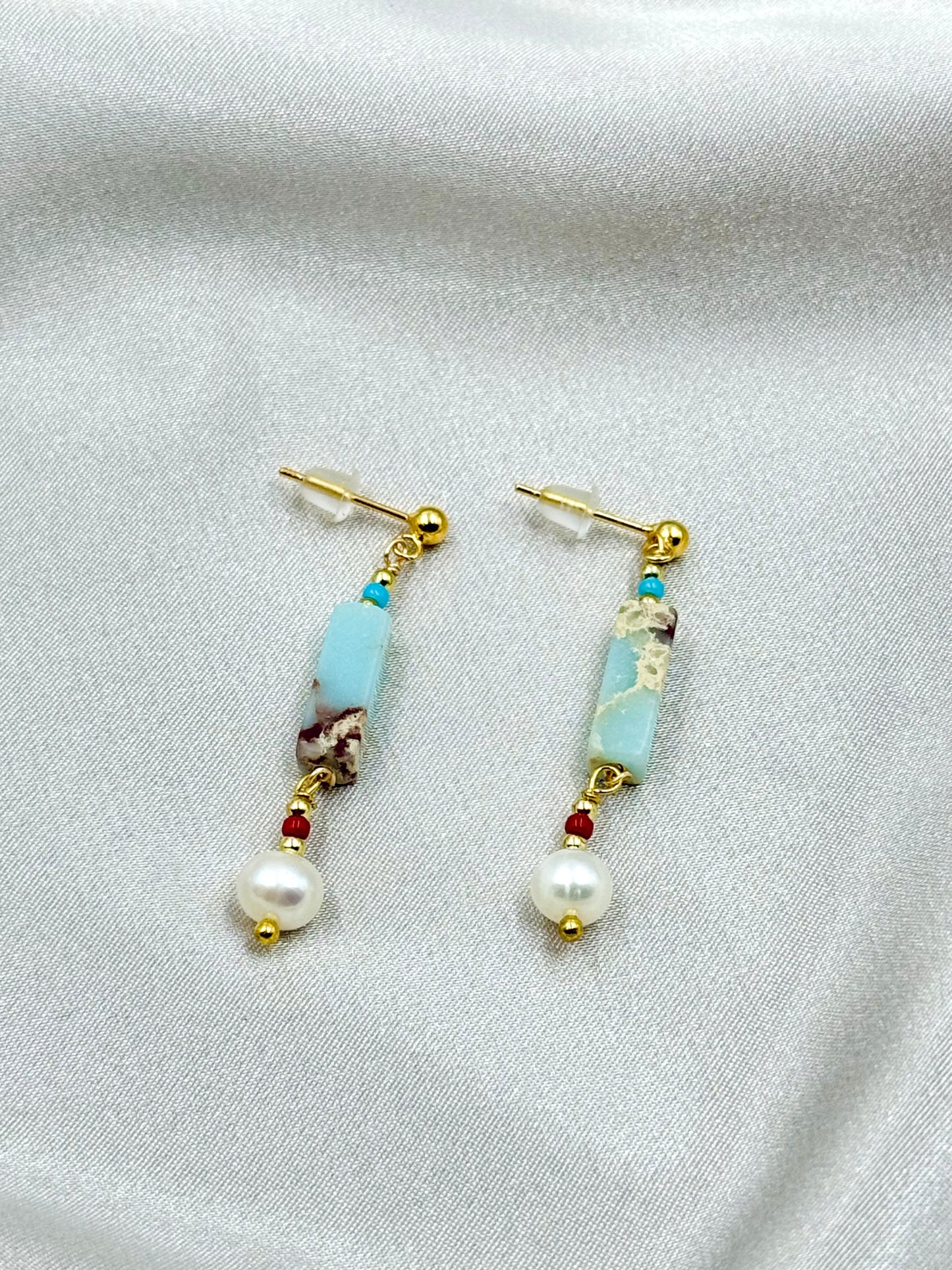 Aqua Pearl Harmony Earrings - ORIENTAL BOUTIQUE