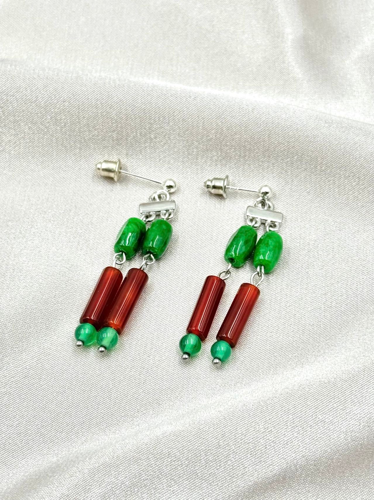 Jade and Ruby Harmony Earrings - ORIENTAL BOUTIQUE