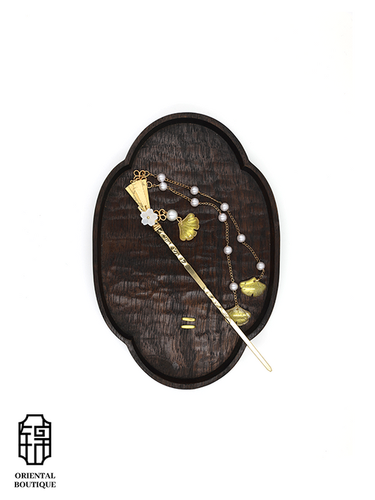 Golden Fan Ginkgo Hairpin - ORIENTAL BOUTIQUE