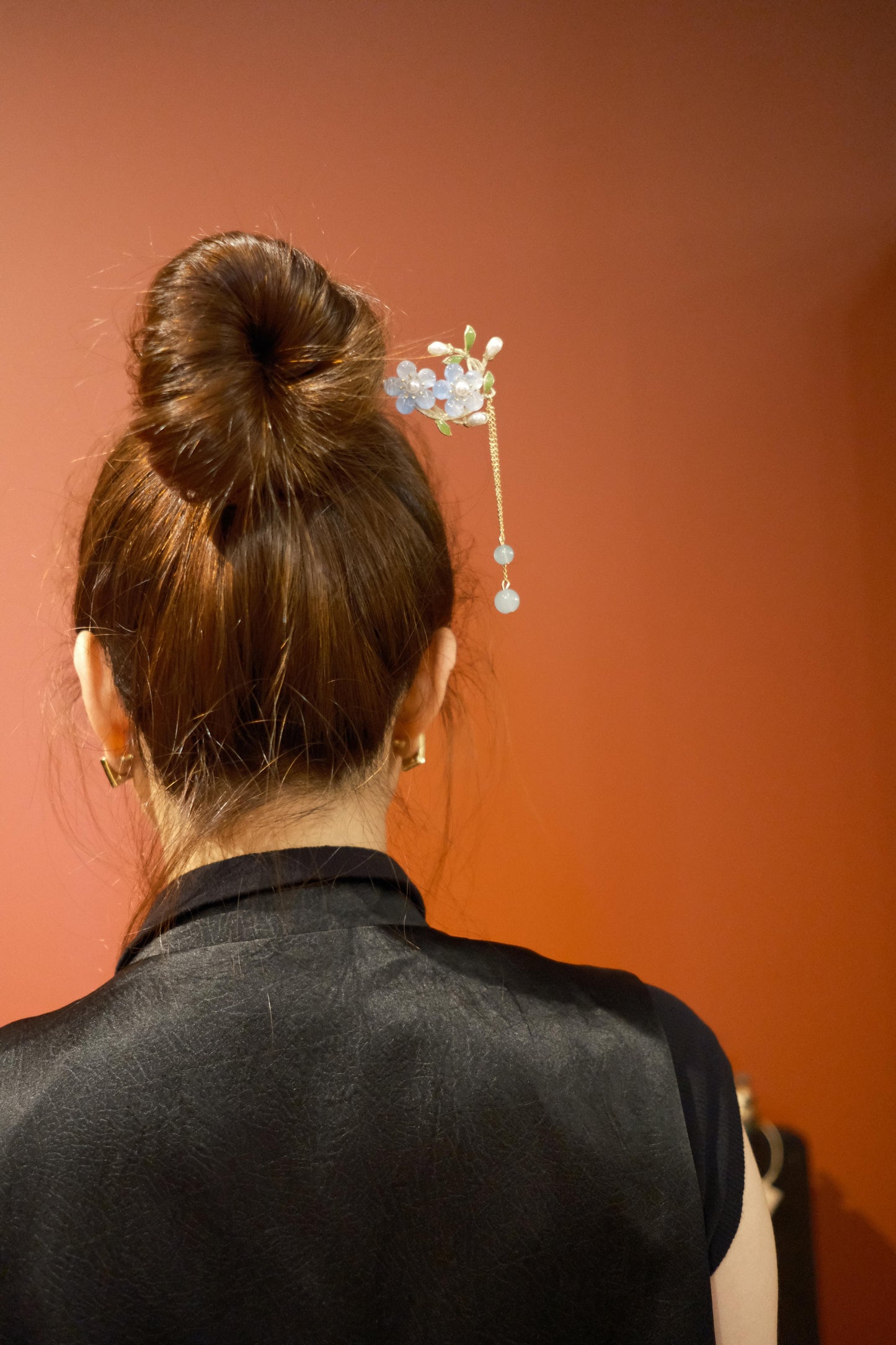 Blue Jade Blossom Hairpin