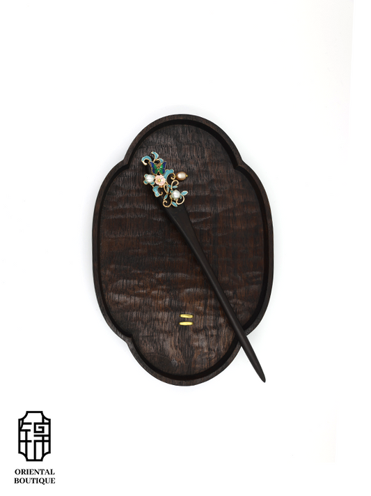 Enamel Butterfly and Pearl Hairpin - ORIENTAL BOUTIQUE