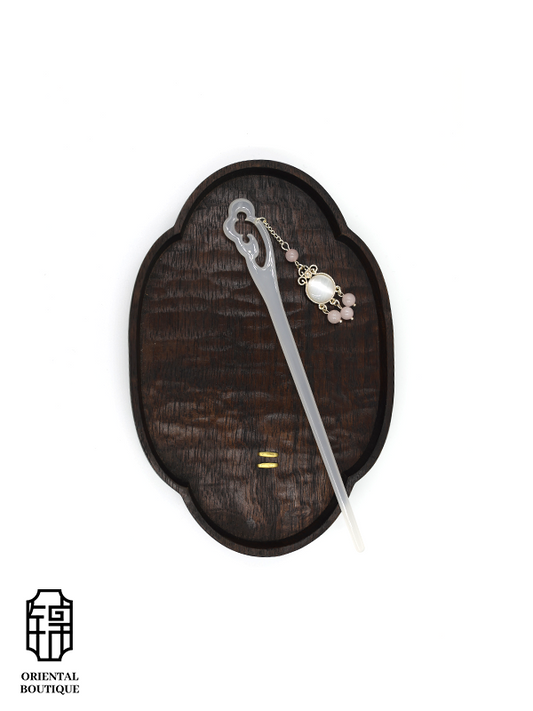 Cloud Pattern Pink Crystal Pendant Hairpin - ORIENTAL BOUTIQUE