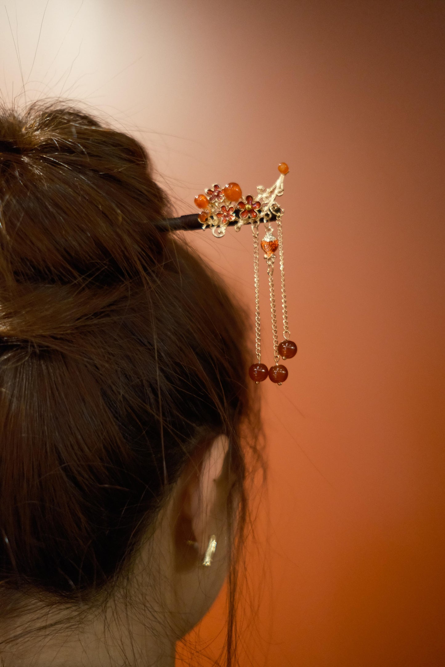 Red Flower Tassel Hairpin