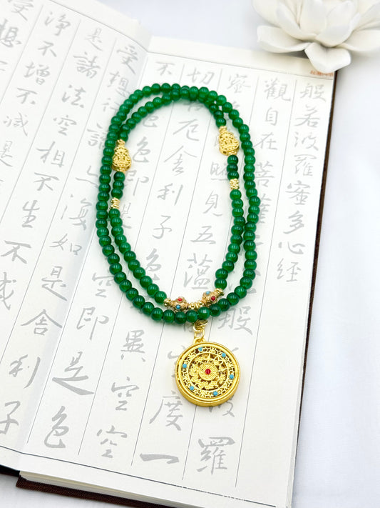 Emerald Mandala Blessing Necklace