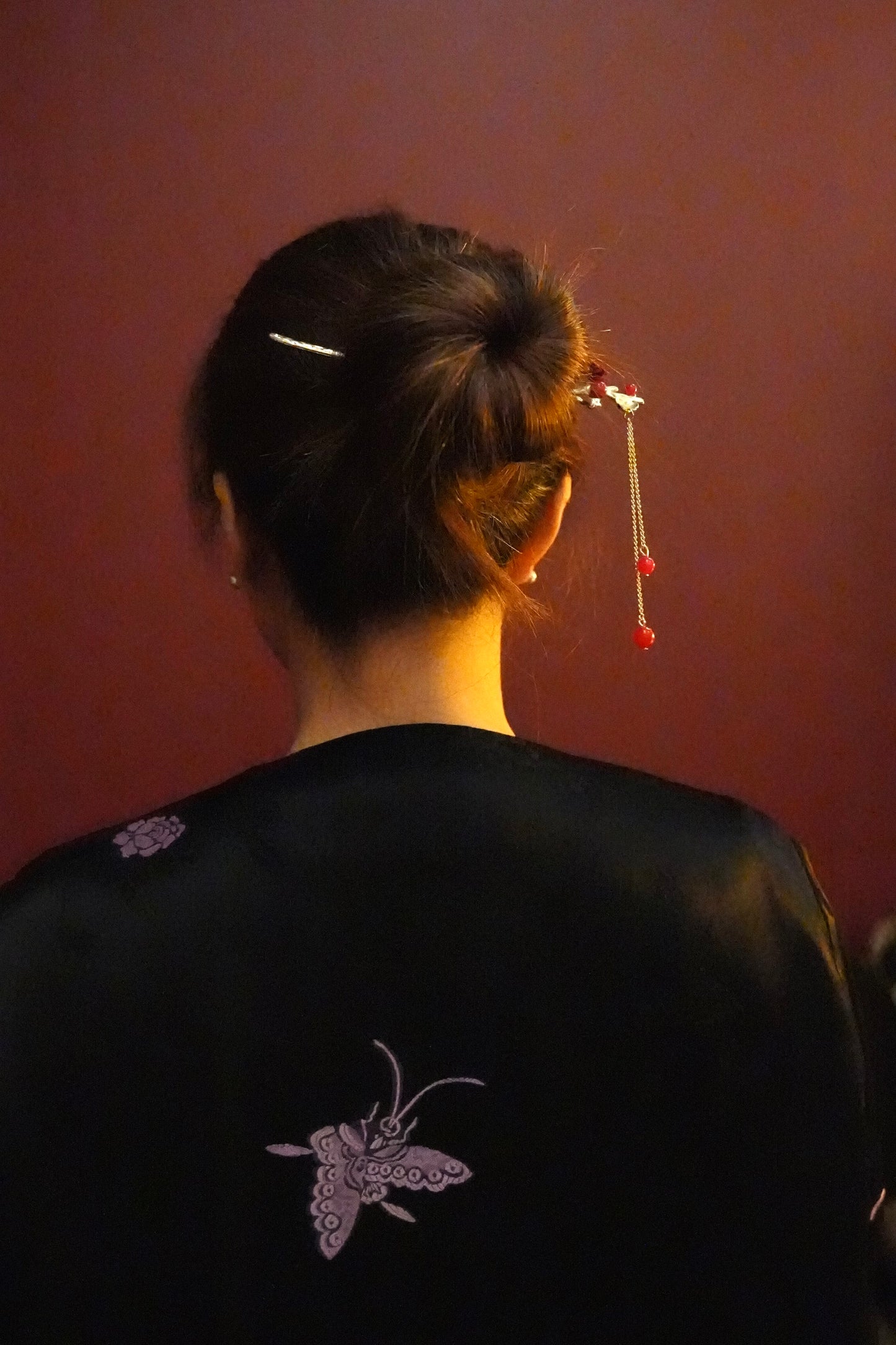 Crimson Blossom Branch Hairpin