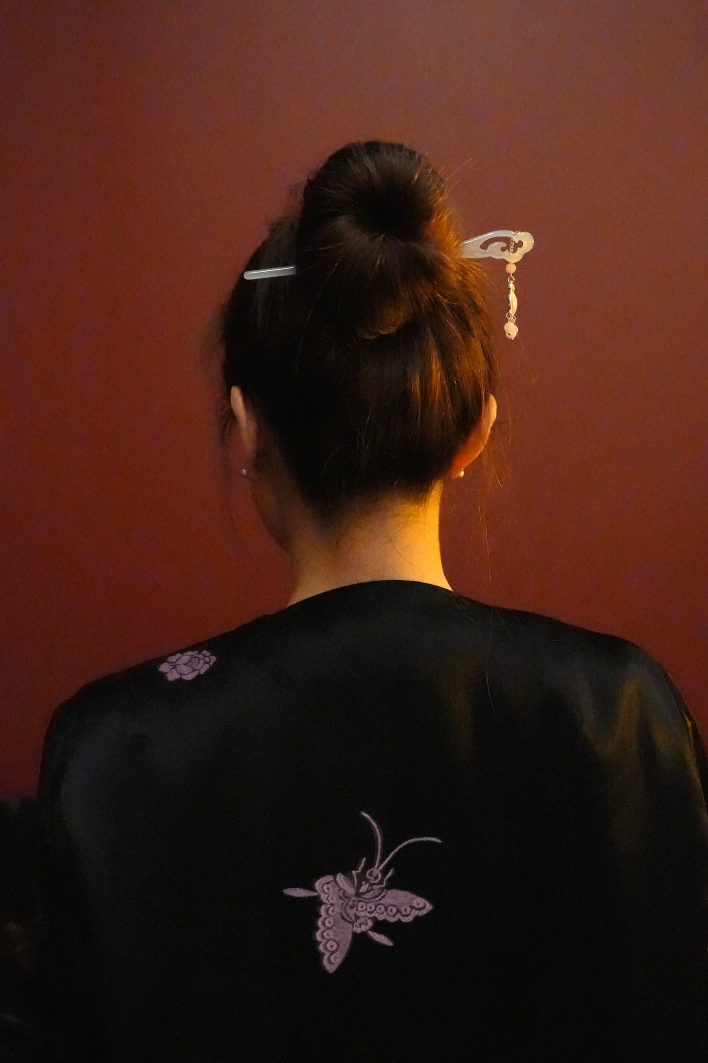 Cloud Pattern Pink Crystal Pendant Hairpin