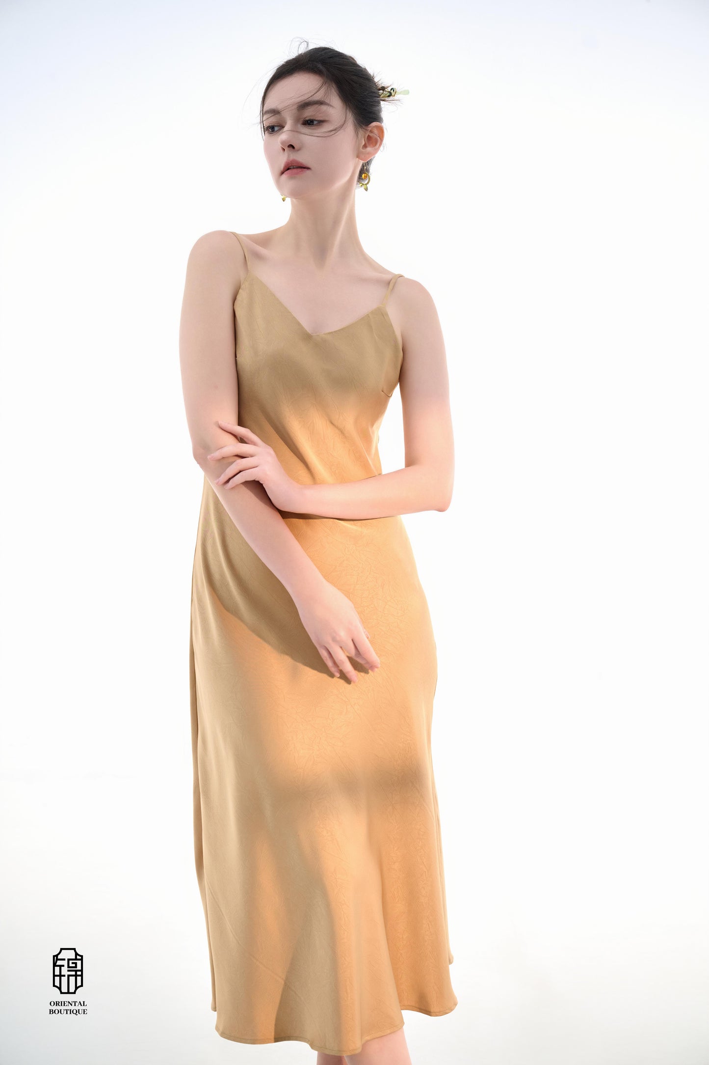 Golden Mist Silk Jacket,Jacket: The Golden Mist Silk Jacket features a soft, golden hue with lightweight, breathable fabric and a gradient pattern resembling the beauty of morning mist. The jacket is designed with a loose fit, providing comfort and freedo