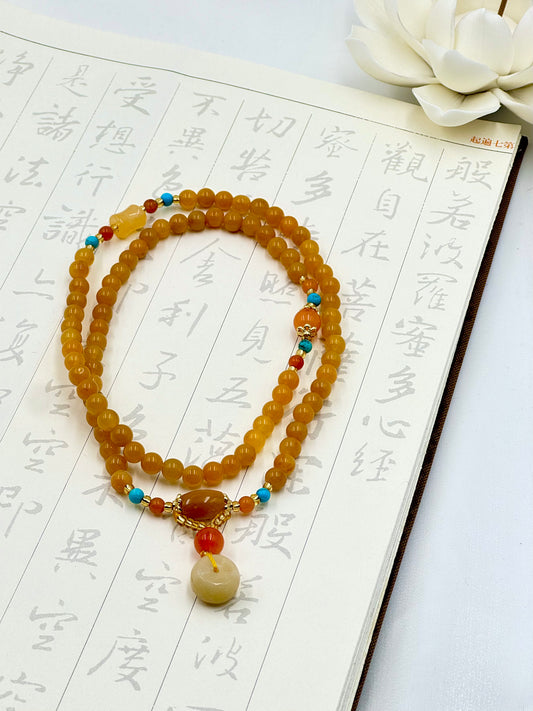 Lotus Collection - Golden Amber Harmony Necklace - ORIENTAL BOUTIQUE